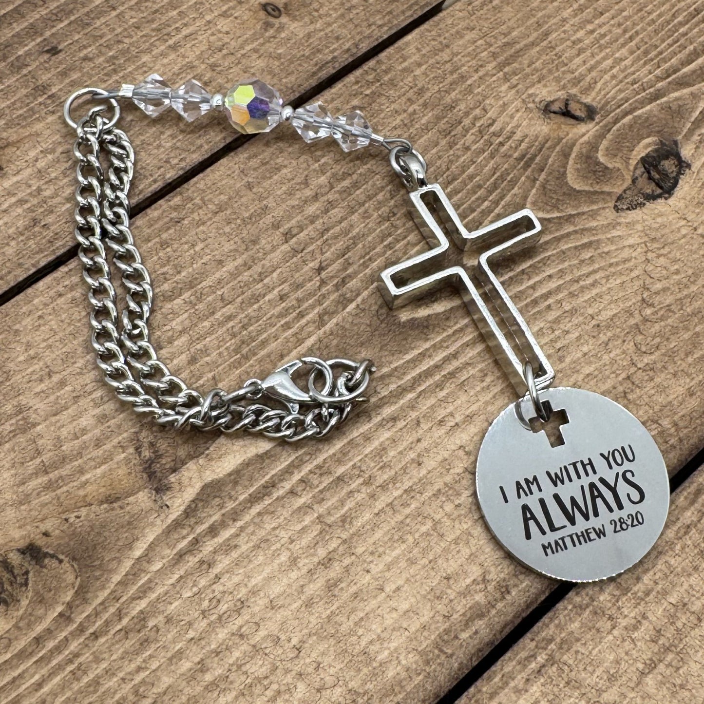 I Am With You Always Matthew 28:20 Suncatcher Cross Car Charm Gift