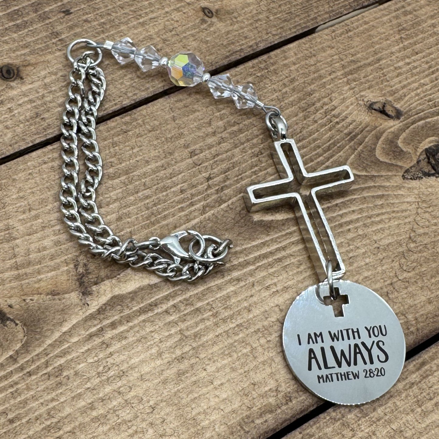 I Am With You Always Matthew 28:20 Suncatcher Cross Car Charm Gift