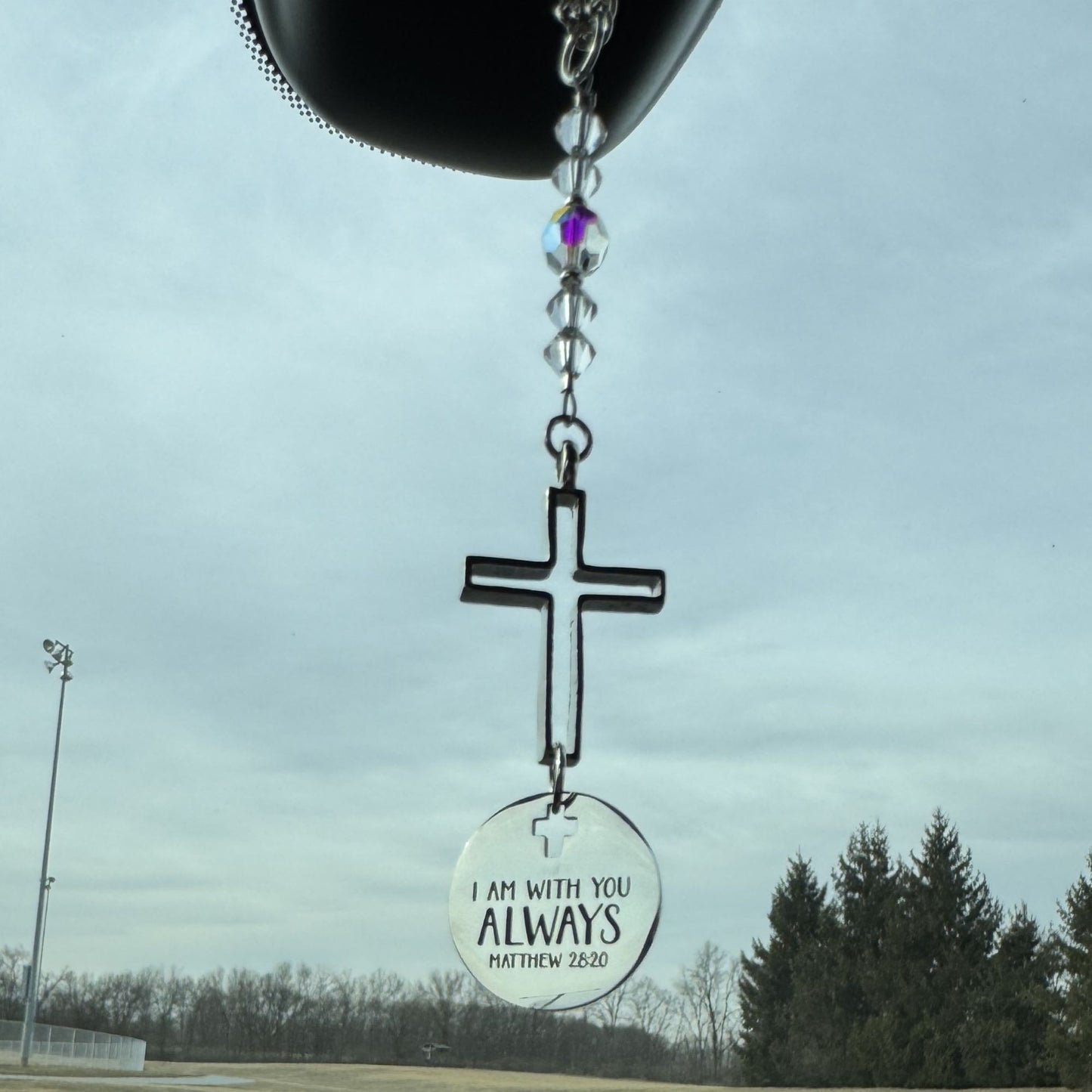 I Am With You Always Matthew 28:20 Suncatcher Cross Car Charm Gift