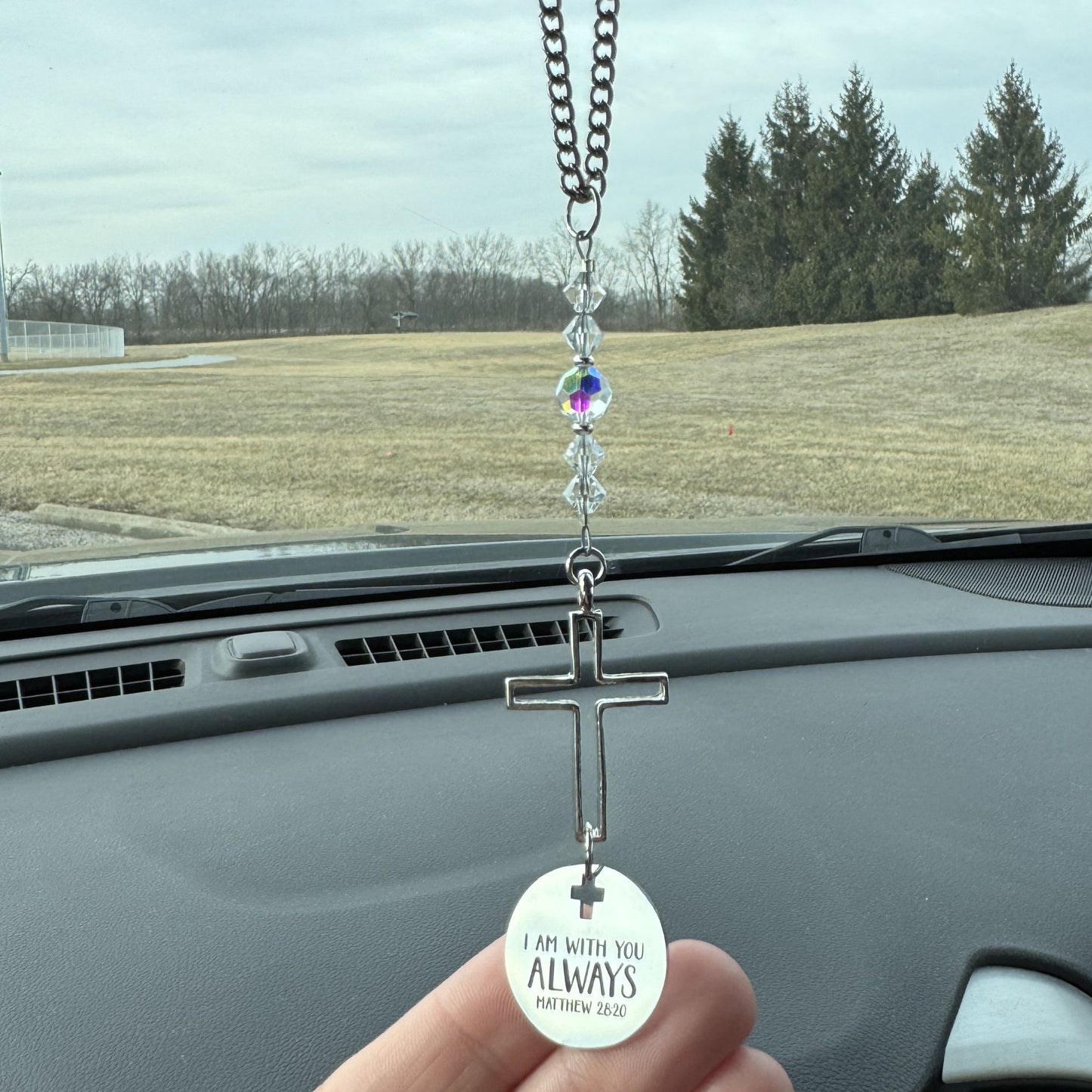 I Am With You Always Matthew 28:20 Suncatcher Cross Car Charm Gift
