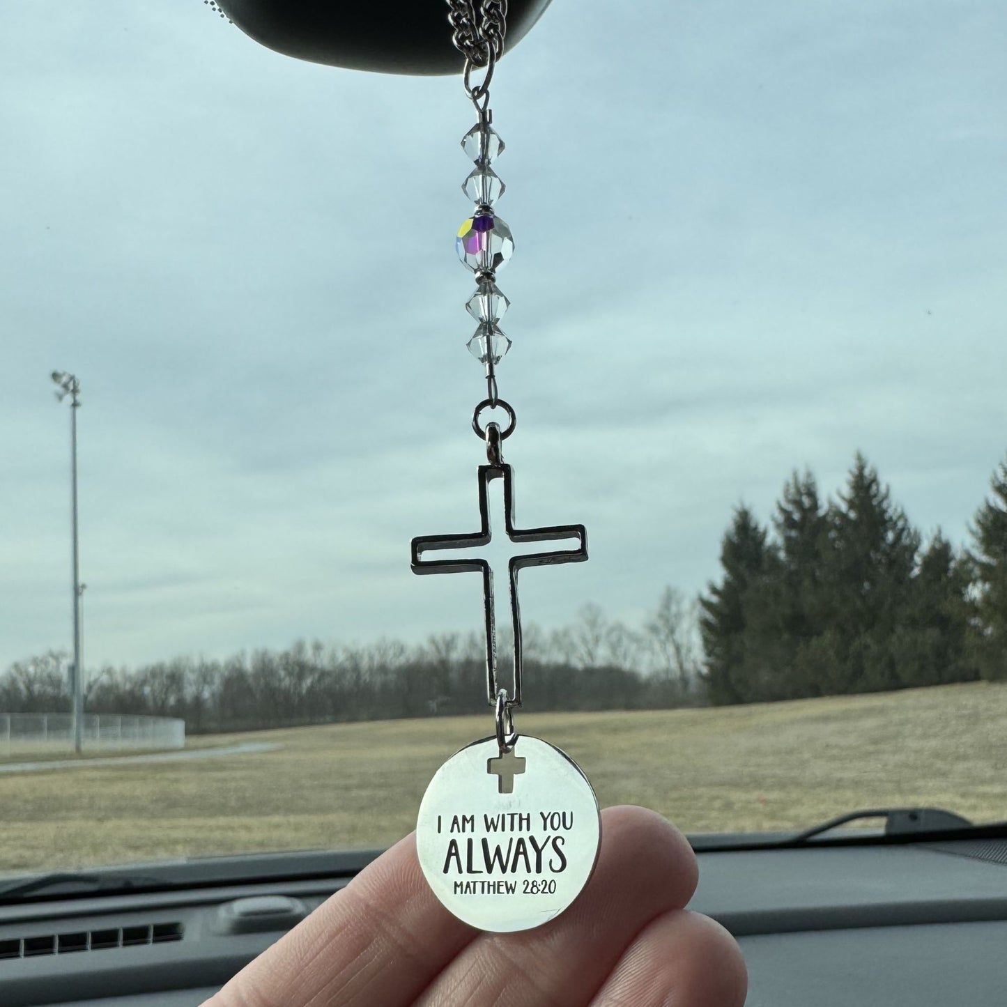 I Am With You Always Matthew 28:20 Suncatcher Cross Car Charm Gift