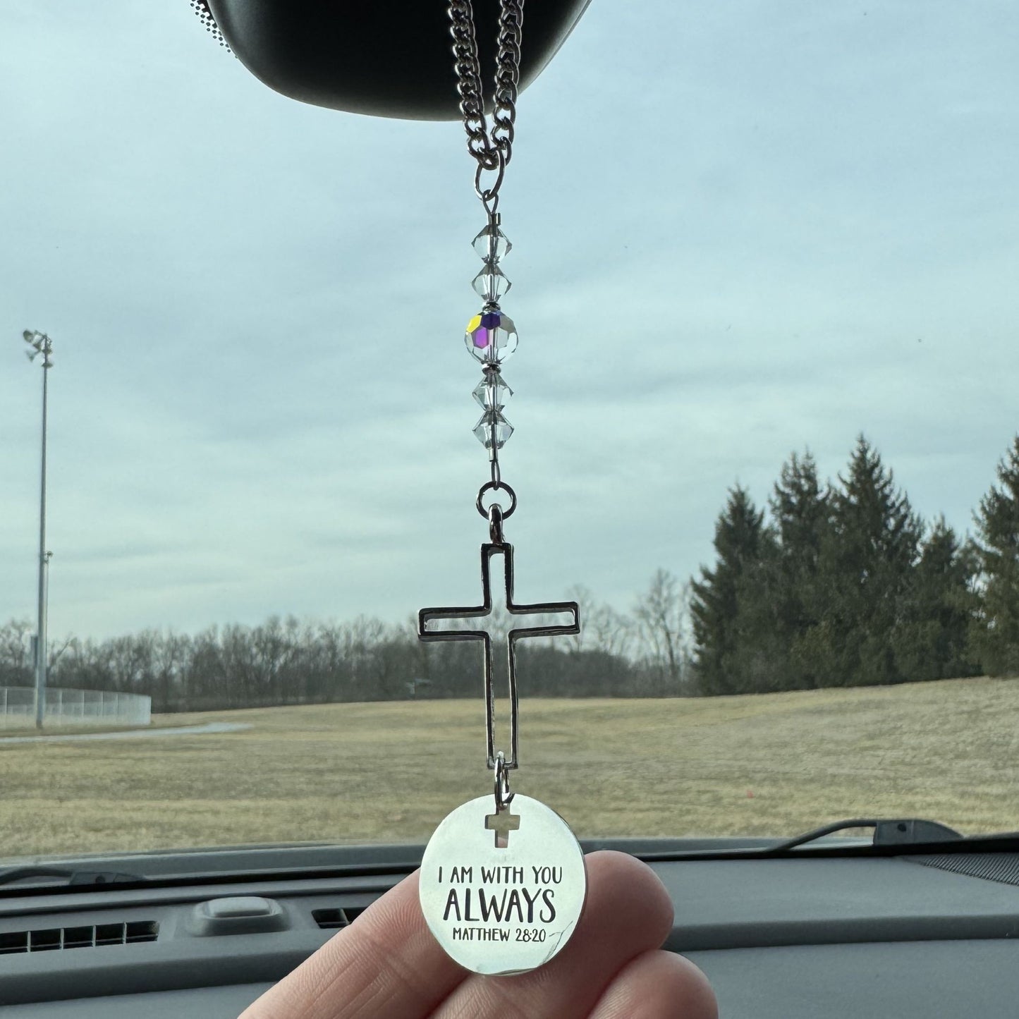 I Am With You Always Matthew 28:20 Suncatcher Cross Car Charm Gift