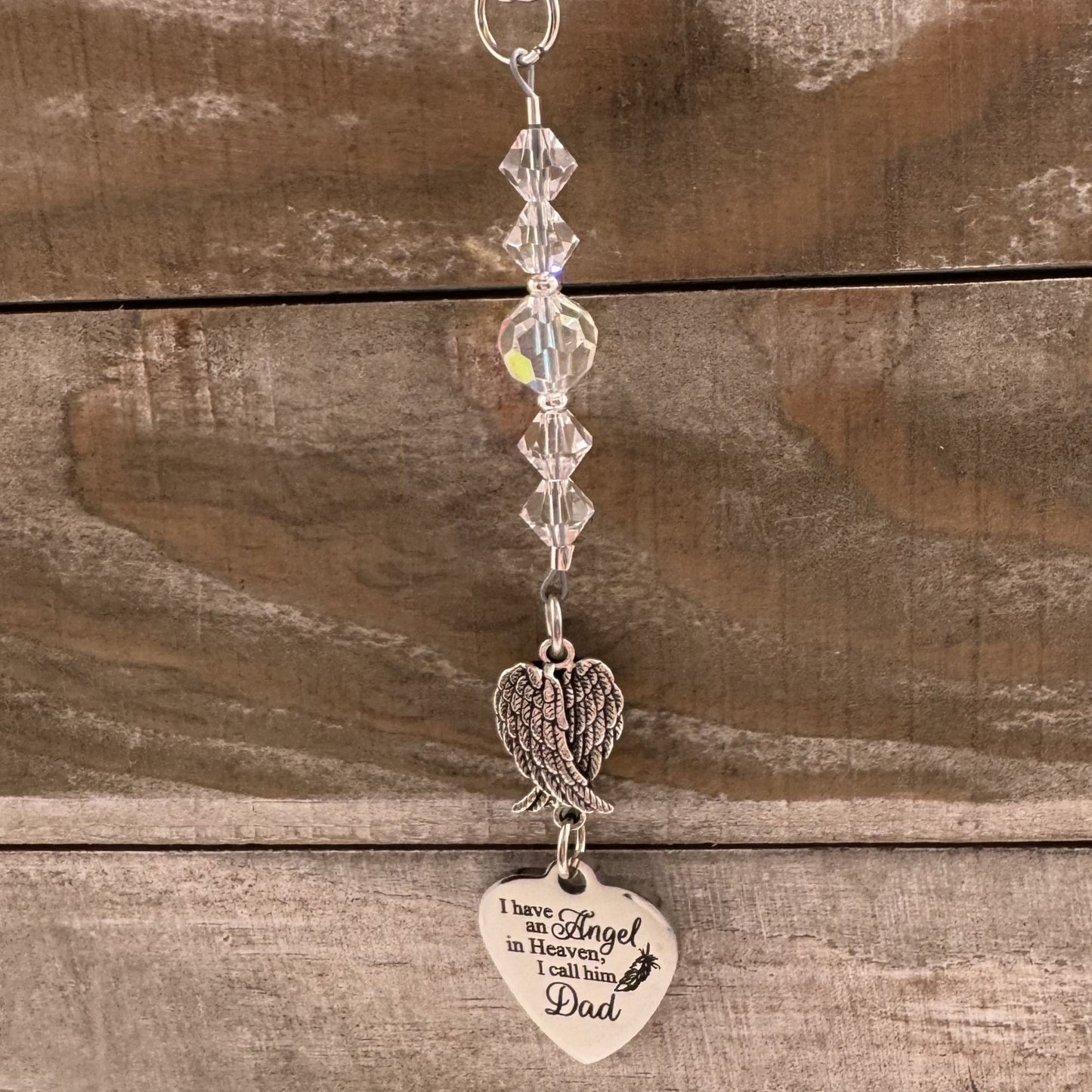 Dad Memorial Car Charm, I Have An Angel In Heaven I Call Him Dad, Crystal Beaded Suncatcher Car Charm, Dad Memorial Gift