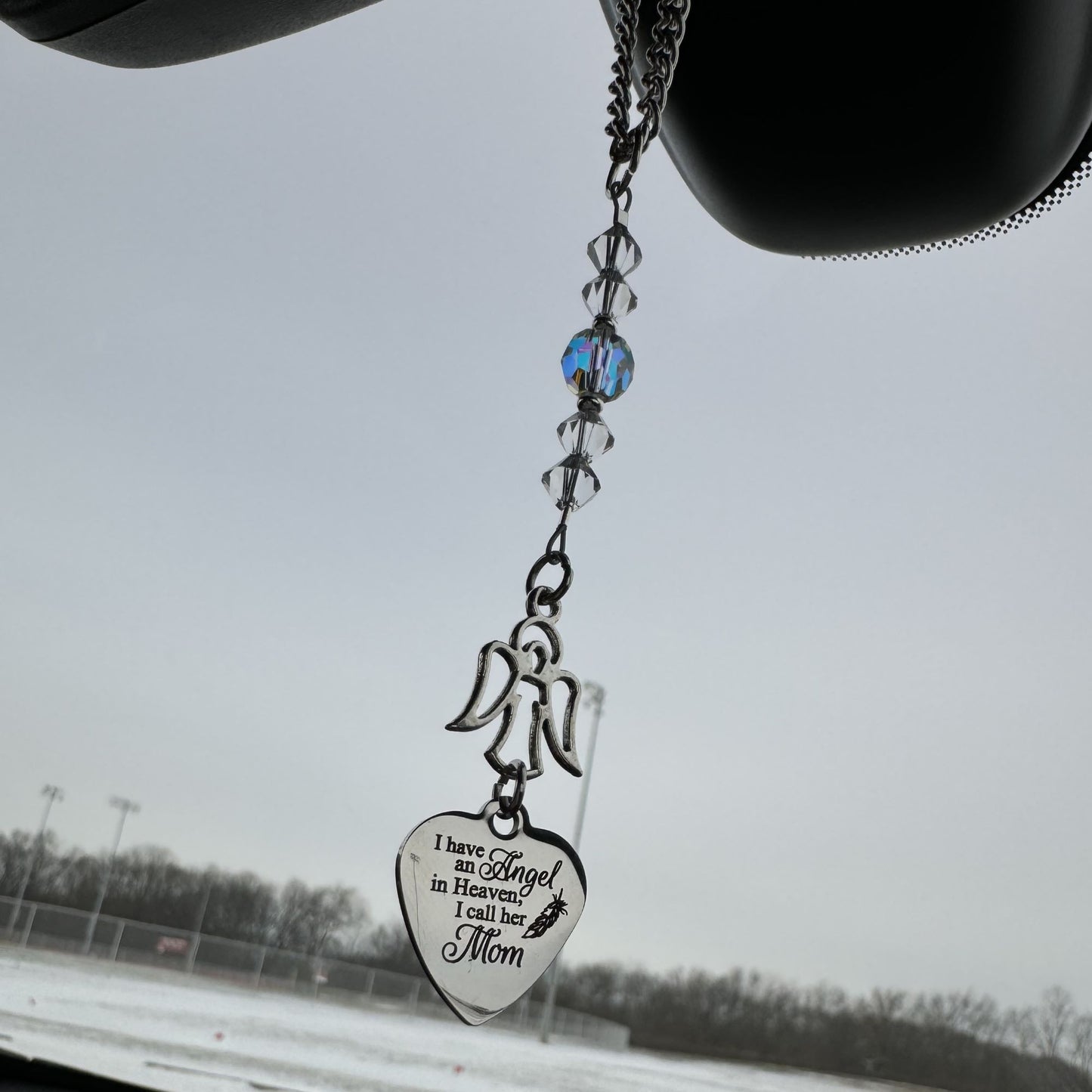 I Have An Angel In Heaven I Call Her Mom, Crystal Beaded Suncatcher Car Charm, Mom Memorial Gift