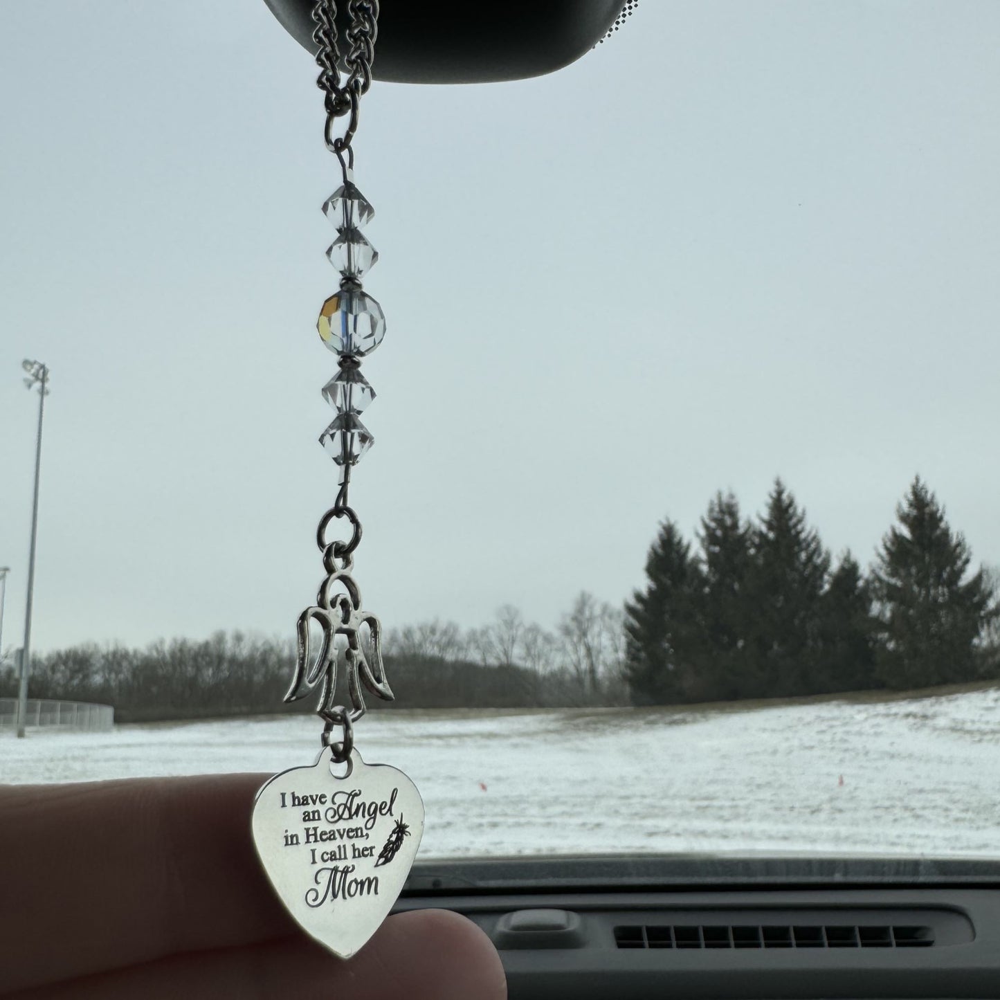 I Have An Angel In Heaven I Call Her Mom, Crystal Beaded Suncatcher Car Charm, Mom Memorial Gift