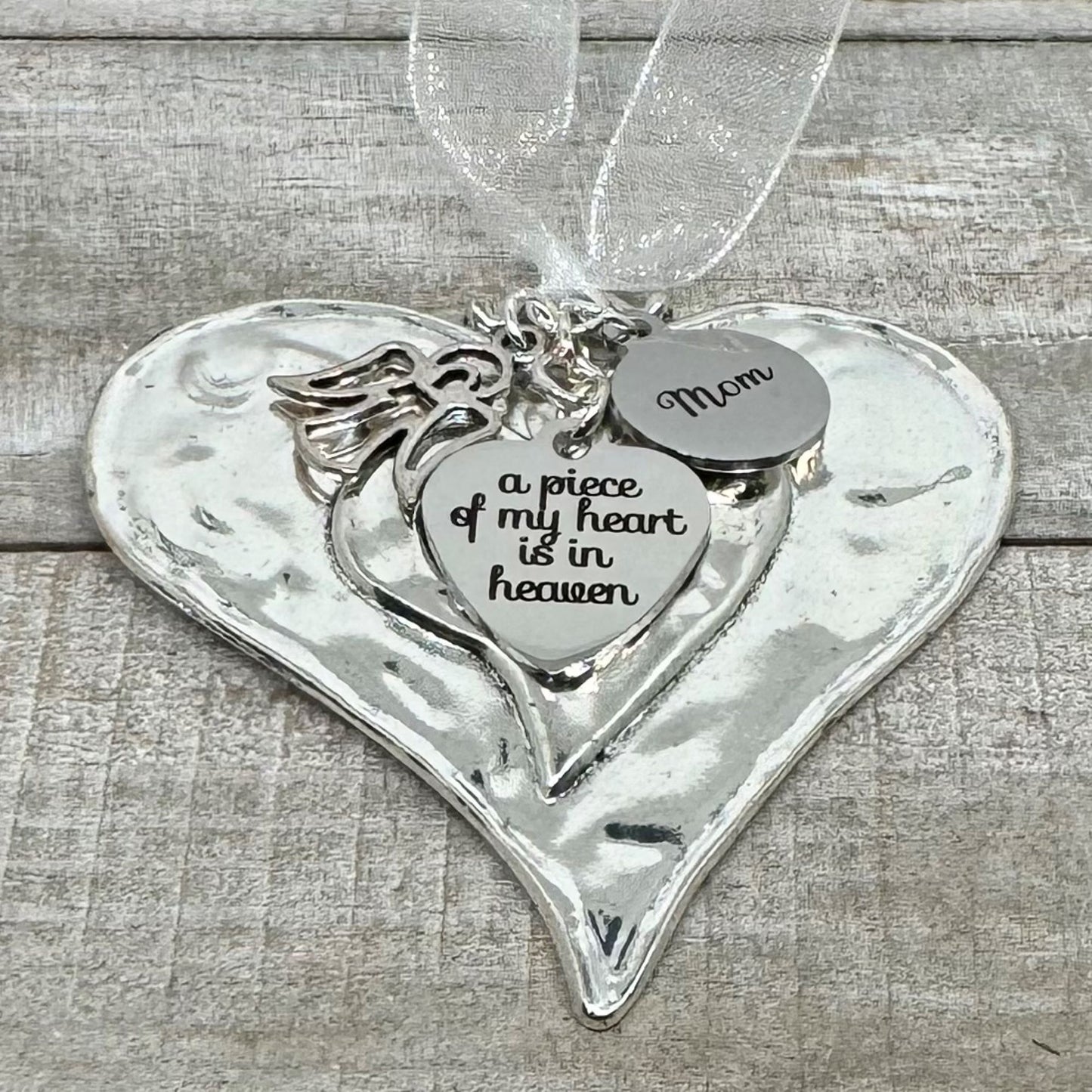 A Piece Of My Heart Is In Heaven Mom Heart Christmas Ornament, Mom Memorial Gift