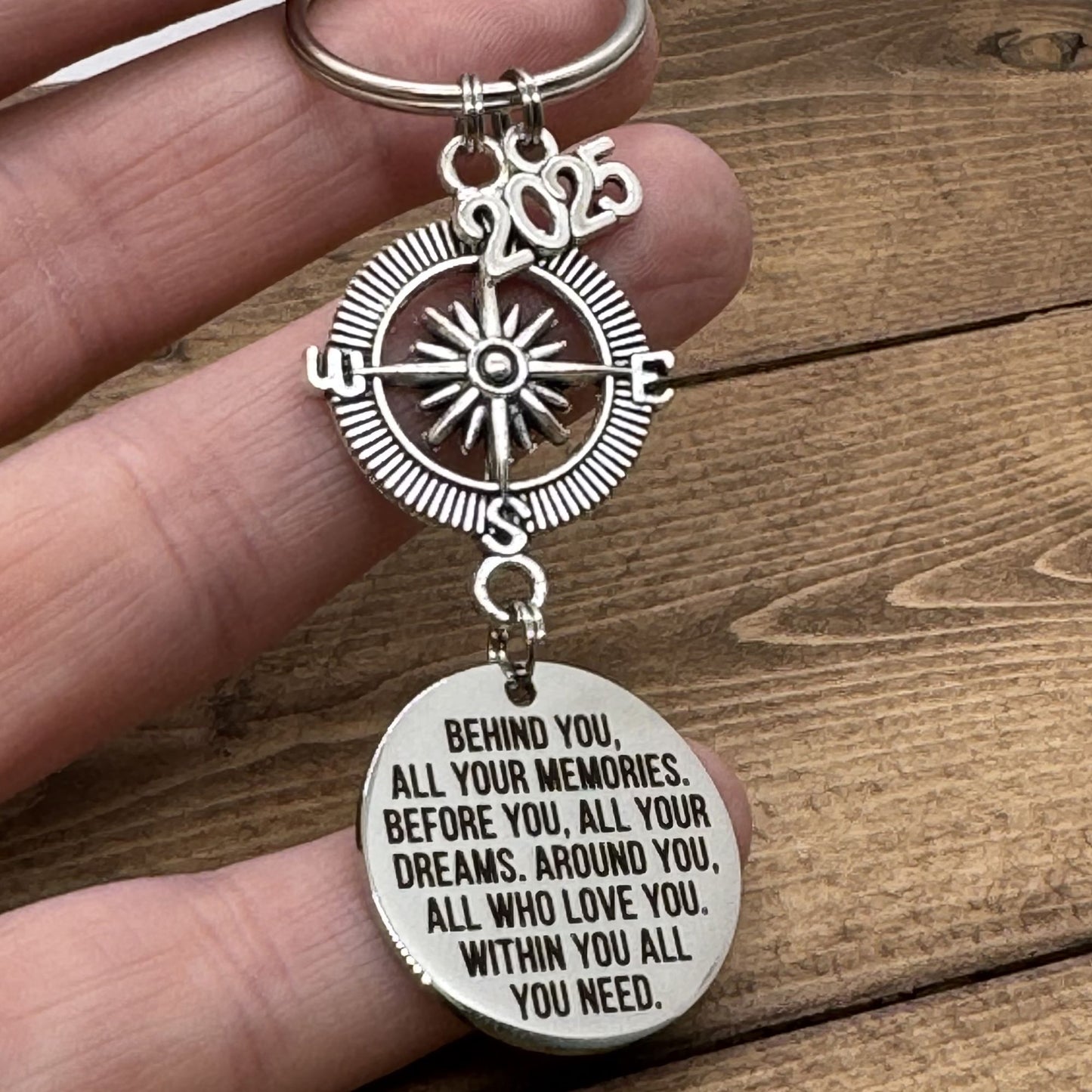 Behind You All Your Memories Before You All Your Dreams Keychain, High School College 2025 Graduation Gift