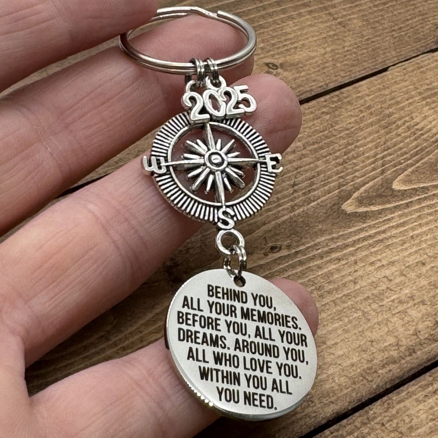 Behind You All Your Memories Before You All Your Dreams Keychain, High School College 2025 Graduation Gift