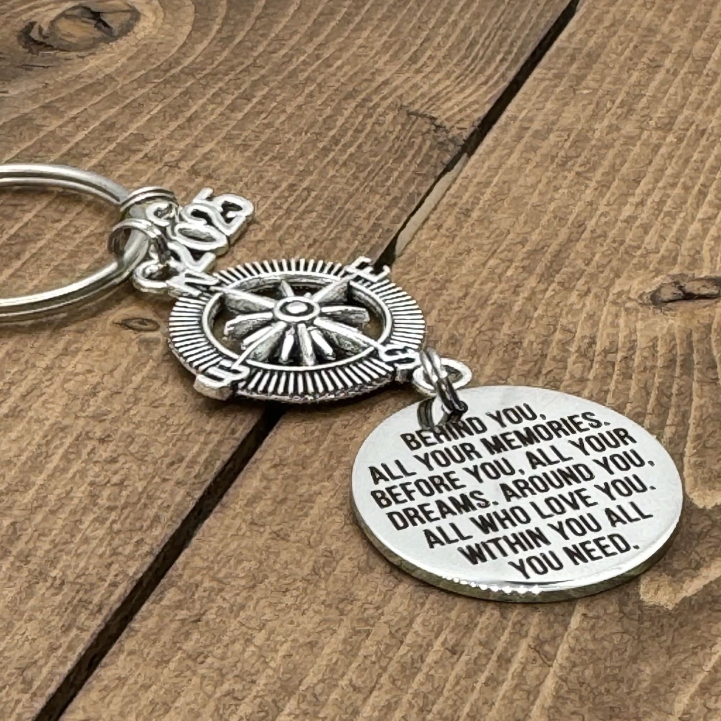 Behind You All Your Memories Before You All Your Dreams Keychain, High School College 2025 Graduation Gift