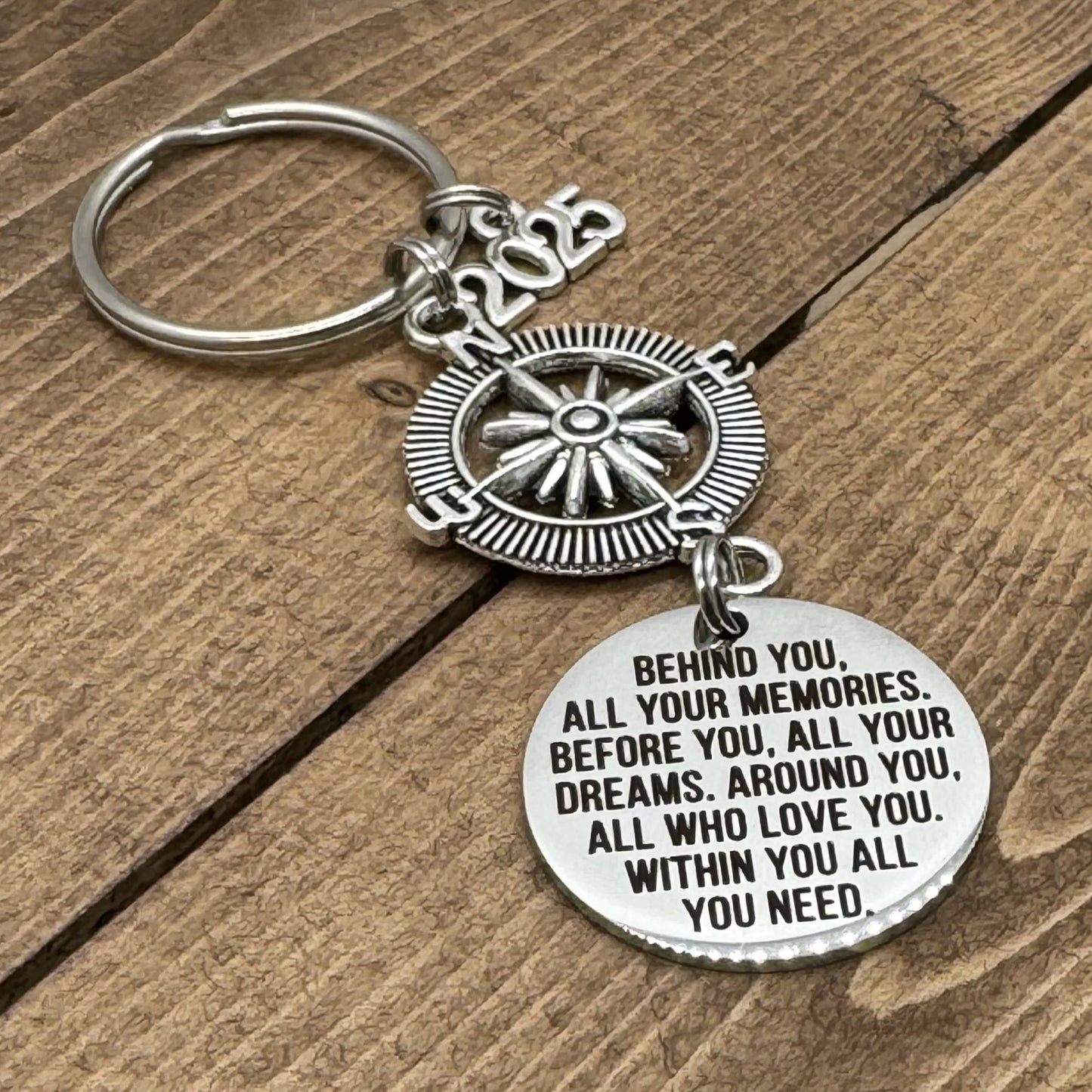 Behind You All Your Memories Before You All Your Dreams Keychain, High School College 2025 Graduation Gift