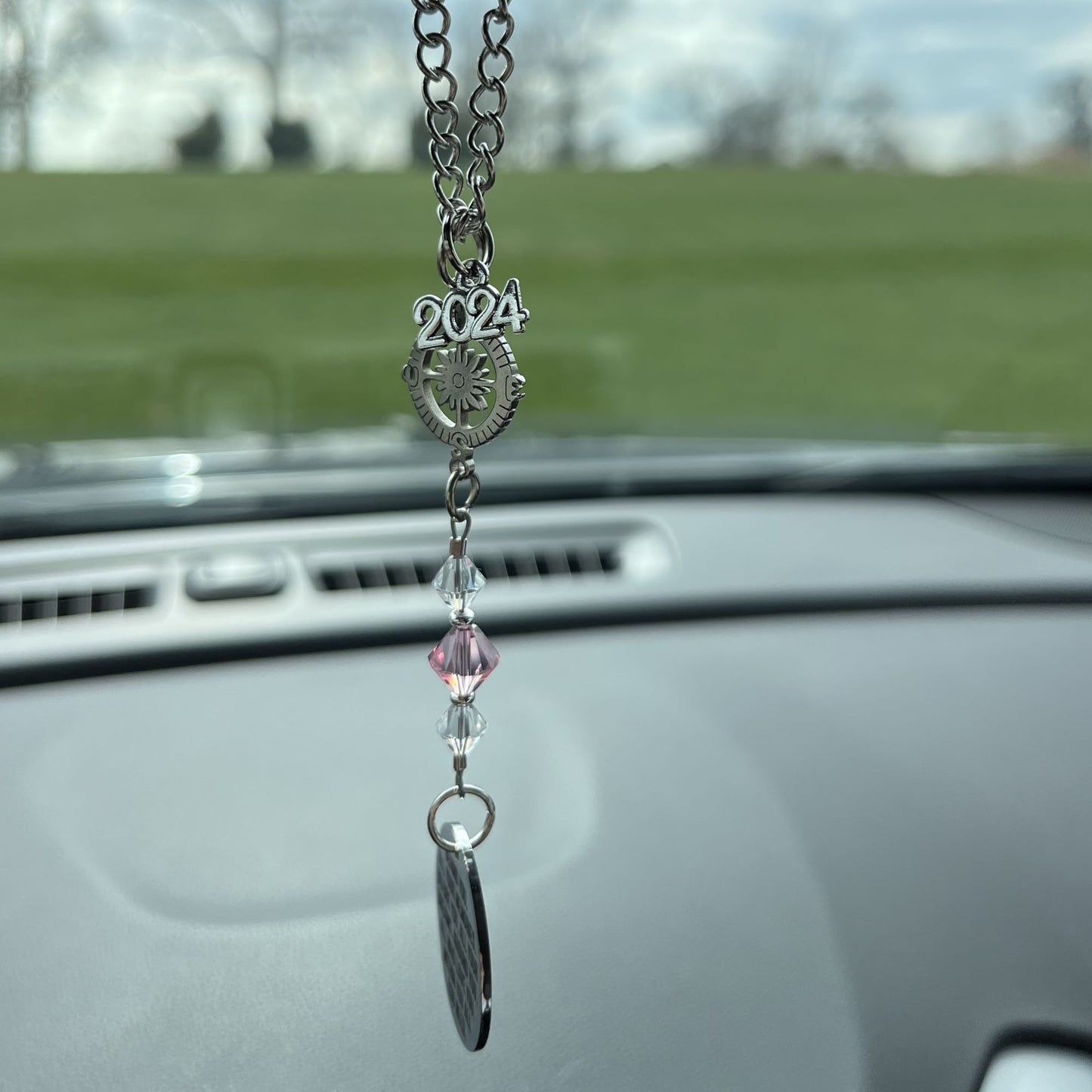 Custom Birthstone Crystal Suncatcher Beaded Rearview Mirror Car Charm, Behind You All Your Memories, High School College Graduation Gift