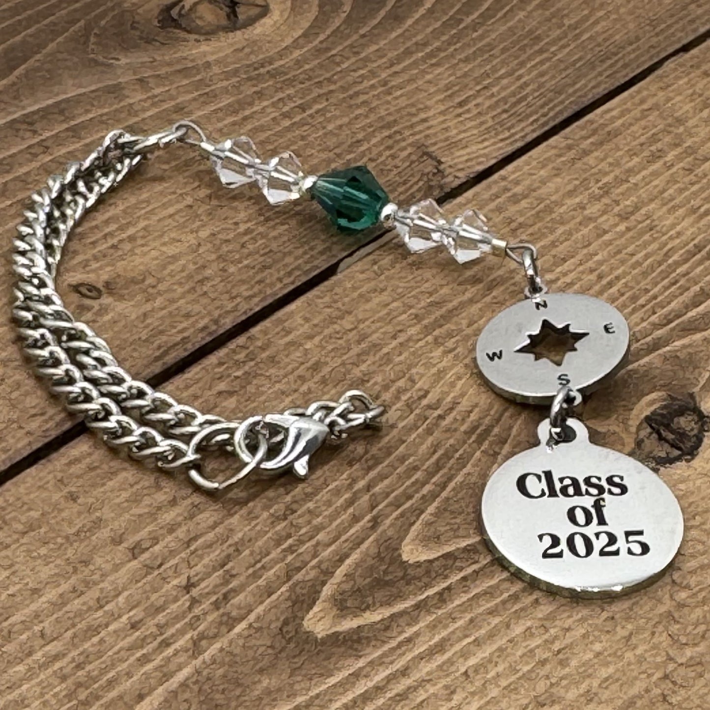 Class Of 2025 Compass Custom Birthstone Crystal Suncatcher Car Charm, High School College Graduation Gift For Her