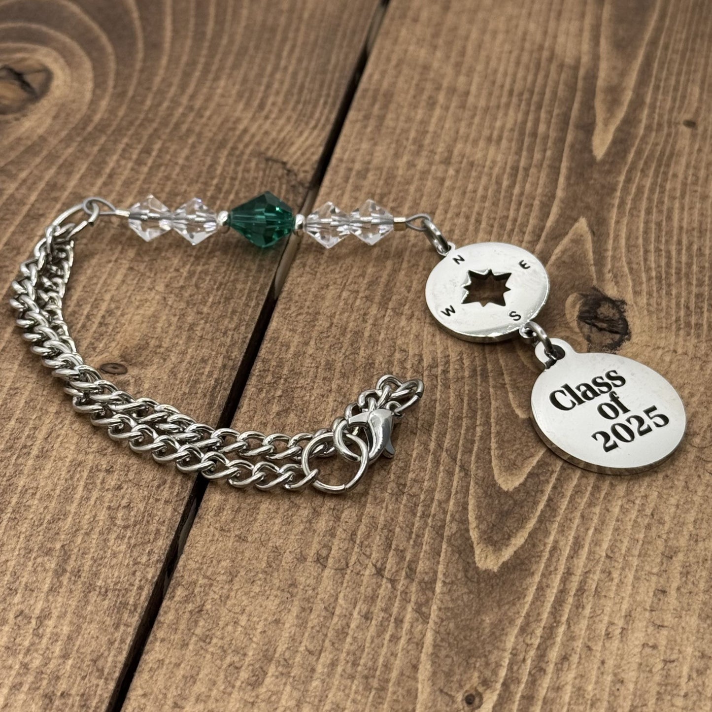 Class Of 2025 Compass Custom Birthstone Crystal Suncatcher Car Charm, High School College Graduation Gift For Her