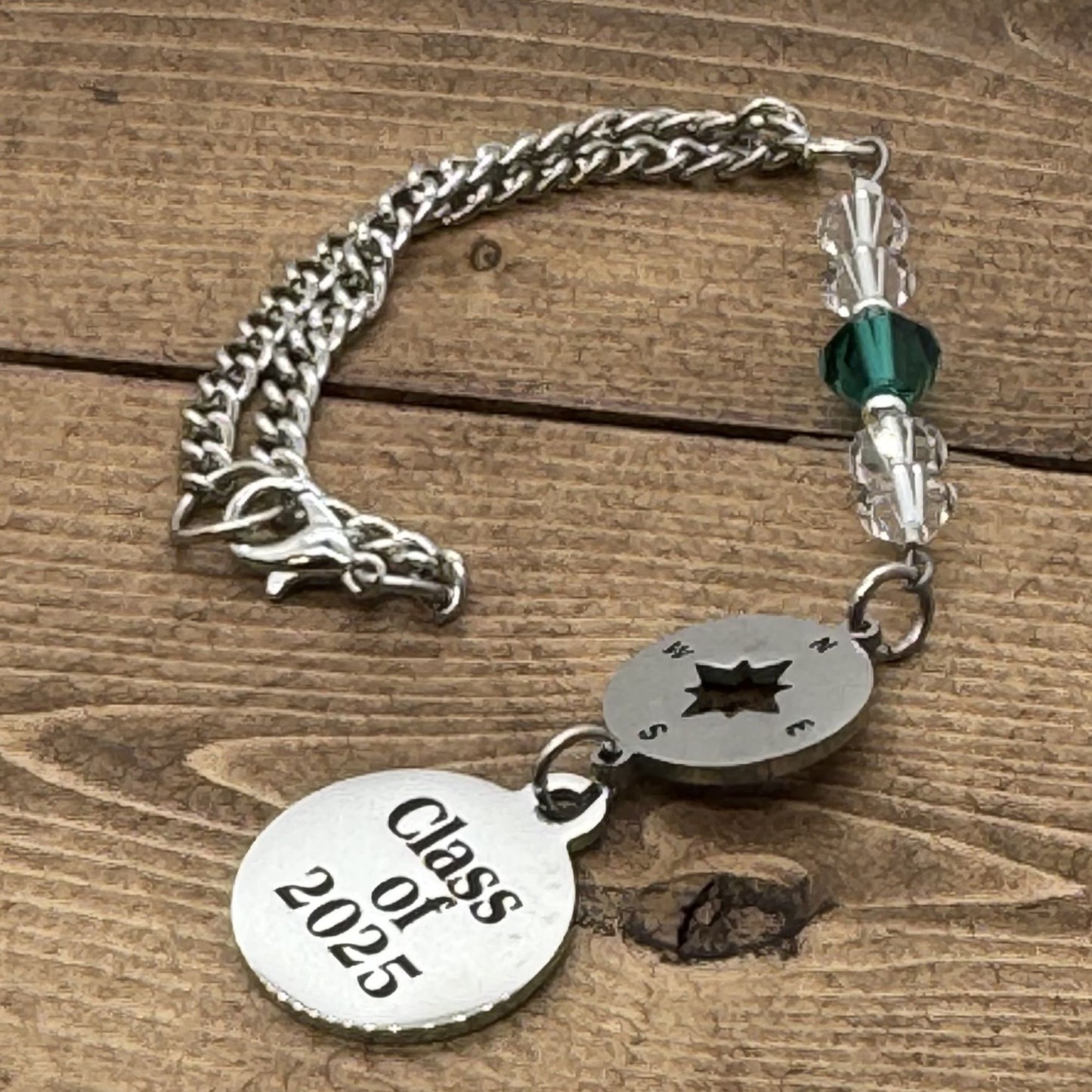 Class Of 2025 Compass Custom Birthstone Crystal Suncatcher Car Charm, High School College Graduation Gift For Her