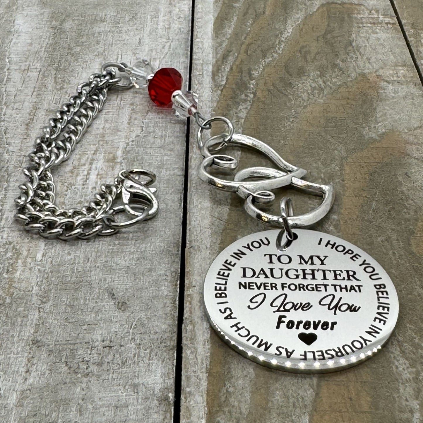 Daughter Car Charm, To My Daughter Never Forget I Love You Forever Custom Birthstone Crystal Rearview Car Charm Gift
