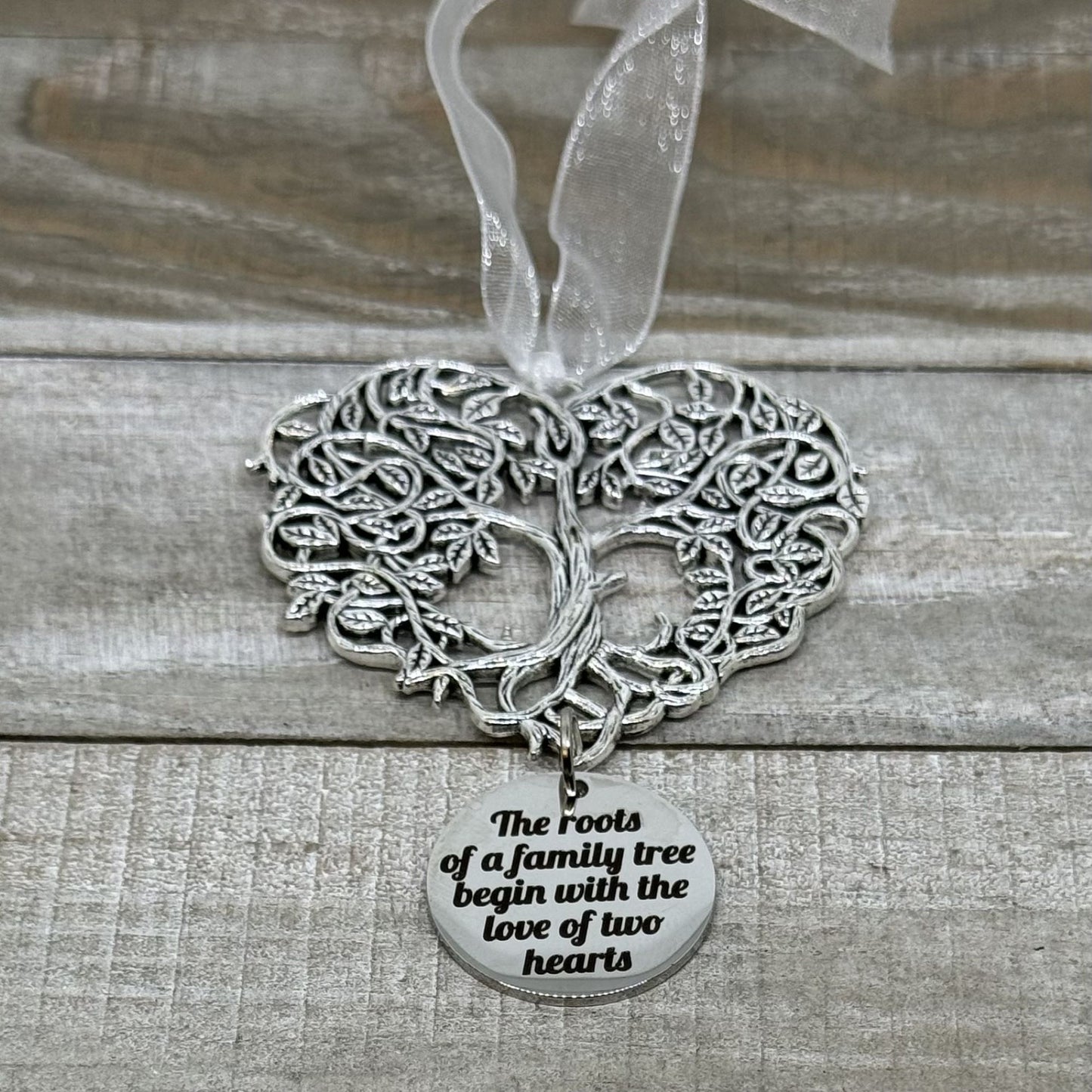 The Roots Of A Family Tree Begin With The Love Of Two Hearts Tree Of Life Christmas Ornament Gift, Bridal Shower Wedding Gift