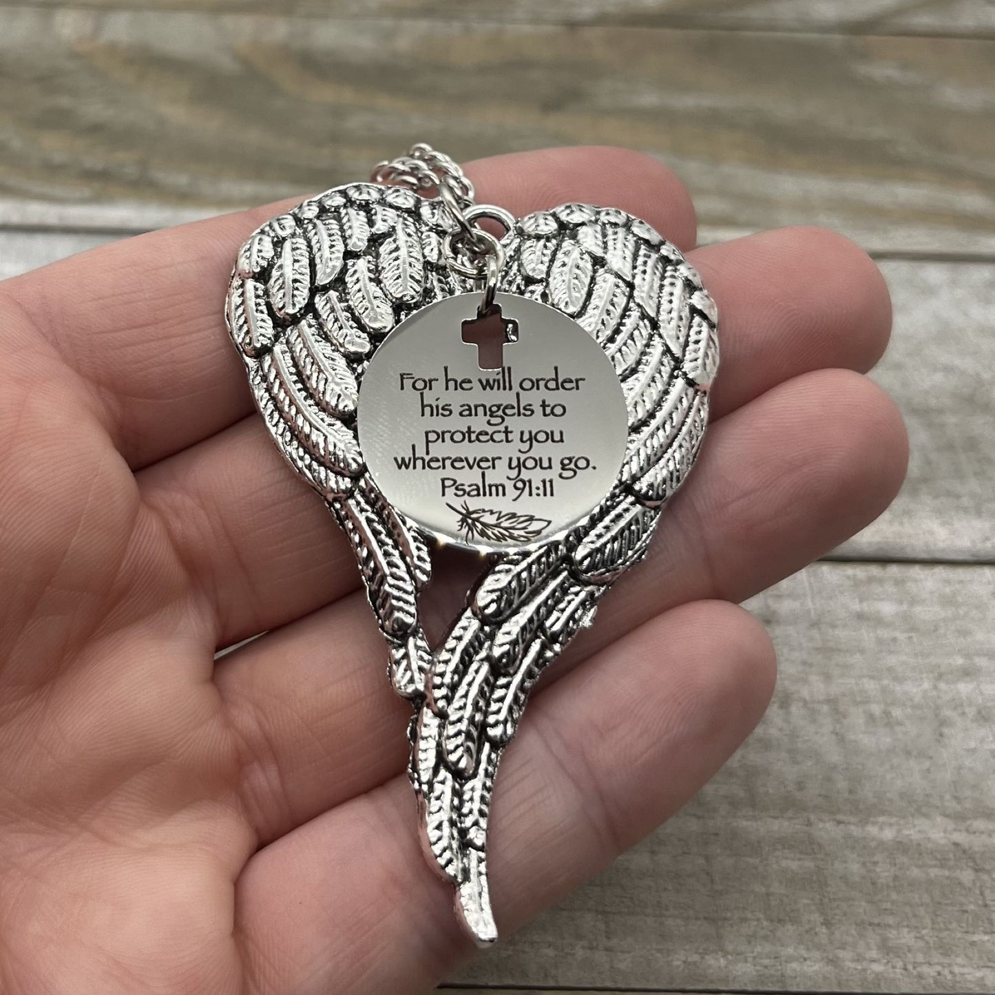 Angel Wings Car Charm, For He Will Order His Angels To Protect You Wherever You Will Go. Psalm 91:11, Christian Gift