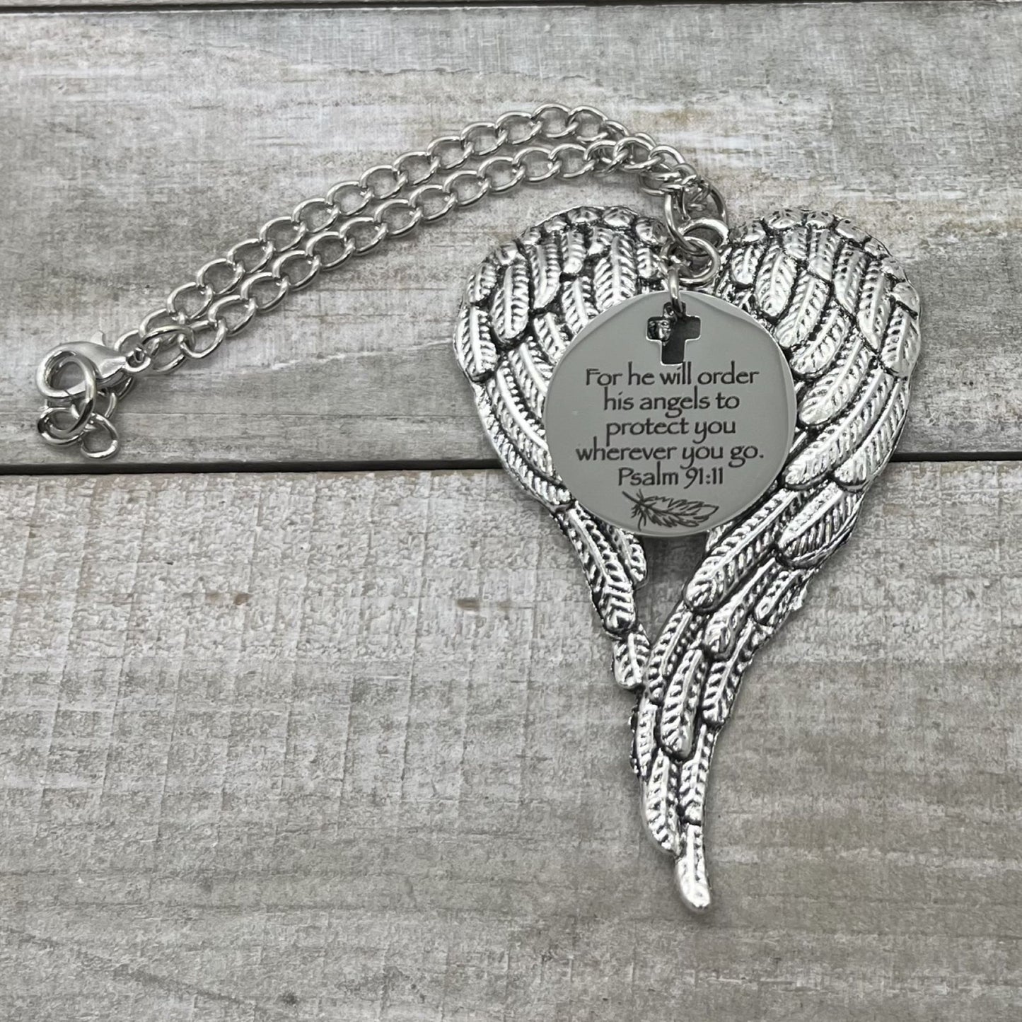 Angel Wings Car Charm, For He Will Order His Angels To Protect You Wherever You Will Go. Psalm 91:11, Christian Gift