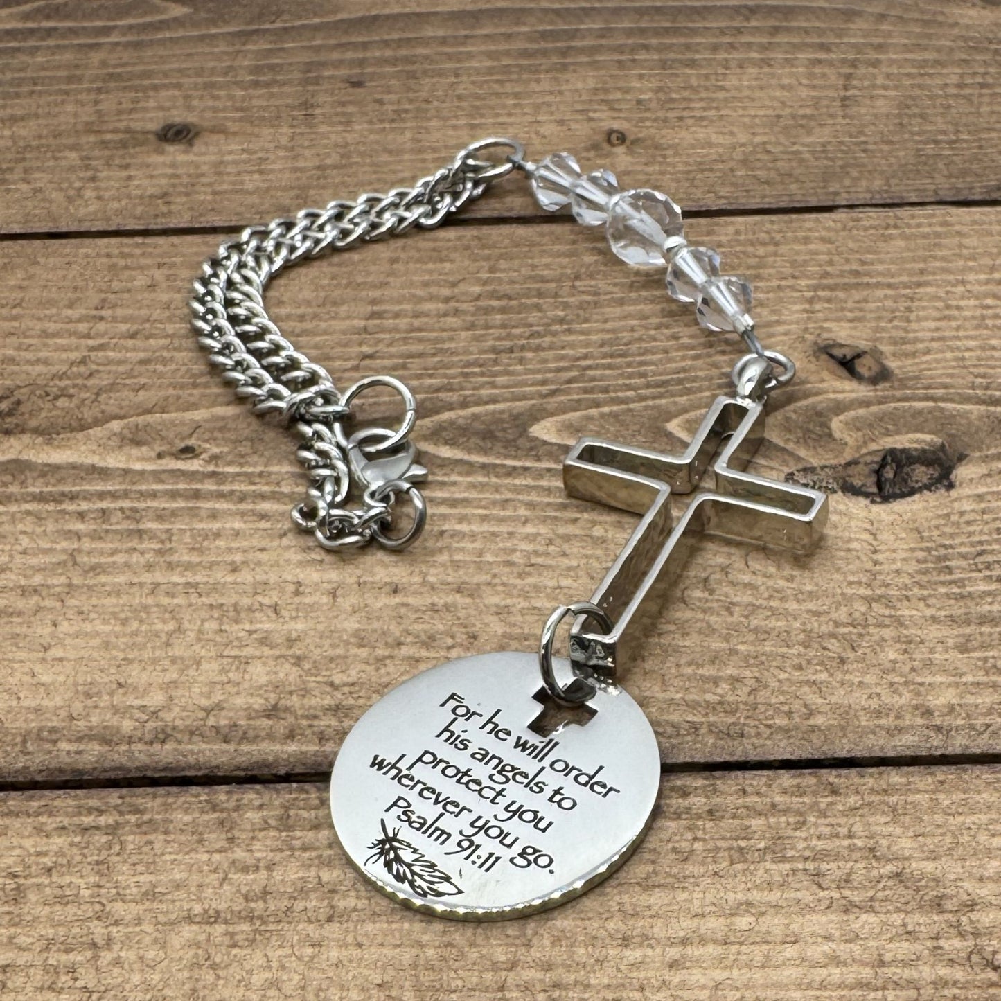 For He Will Order His Angel To Protect You Cross Suncatcher Car Charm Gift