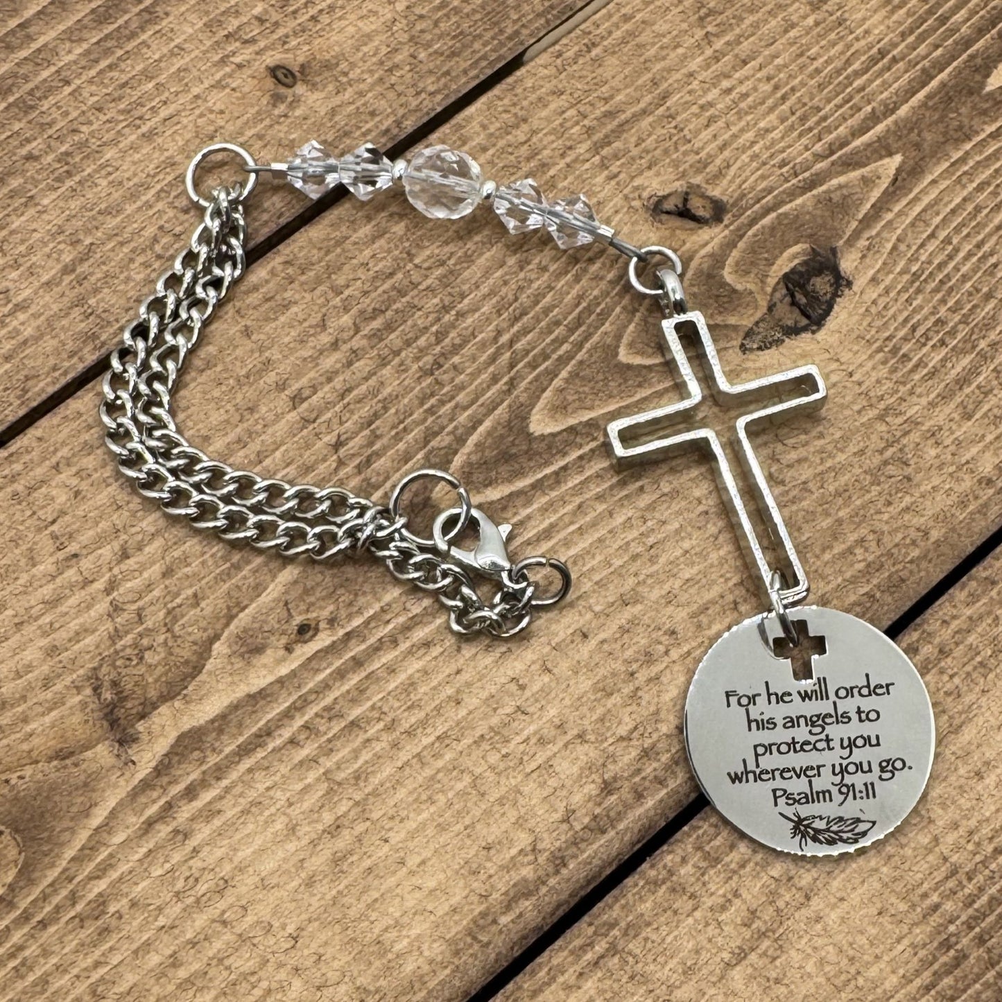 For He Will Order His Angel To Protect You Cross Suncatcher Car Charm Gift