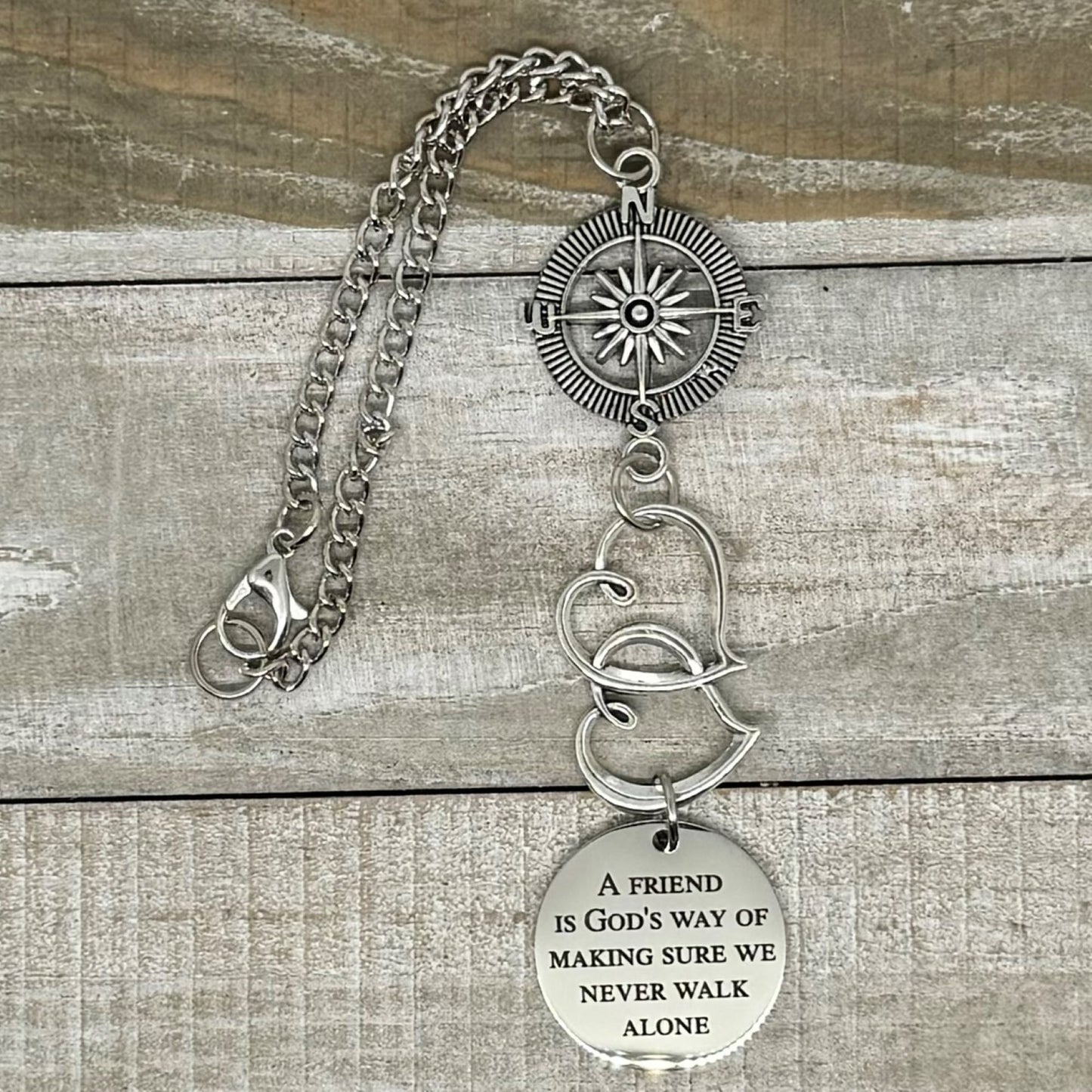 A Friend Is God's Way Of Making Sure We Never Walk Alone Rear View Mirror Car Charm, Friendship Gift