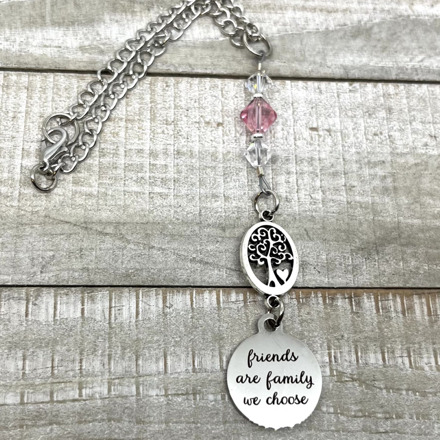 Friends Are Family We Choose Custom Birthstone Crystal Car Charm, Friendship Gift