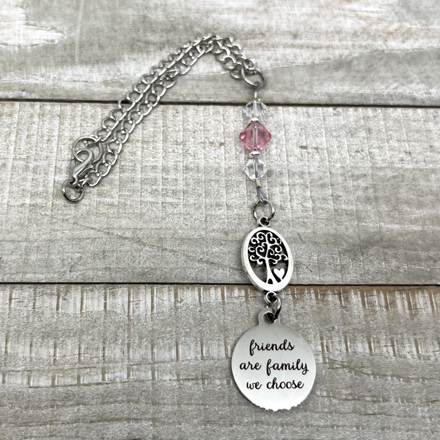 Friends Are Family We Choose Custom Birthstone Crystal Car Charm, Friendship Gift