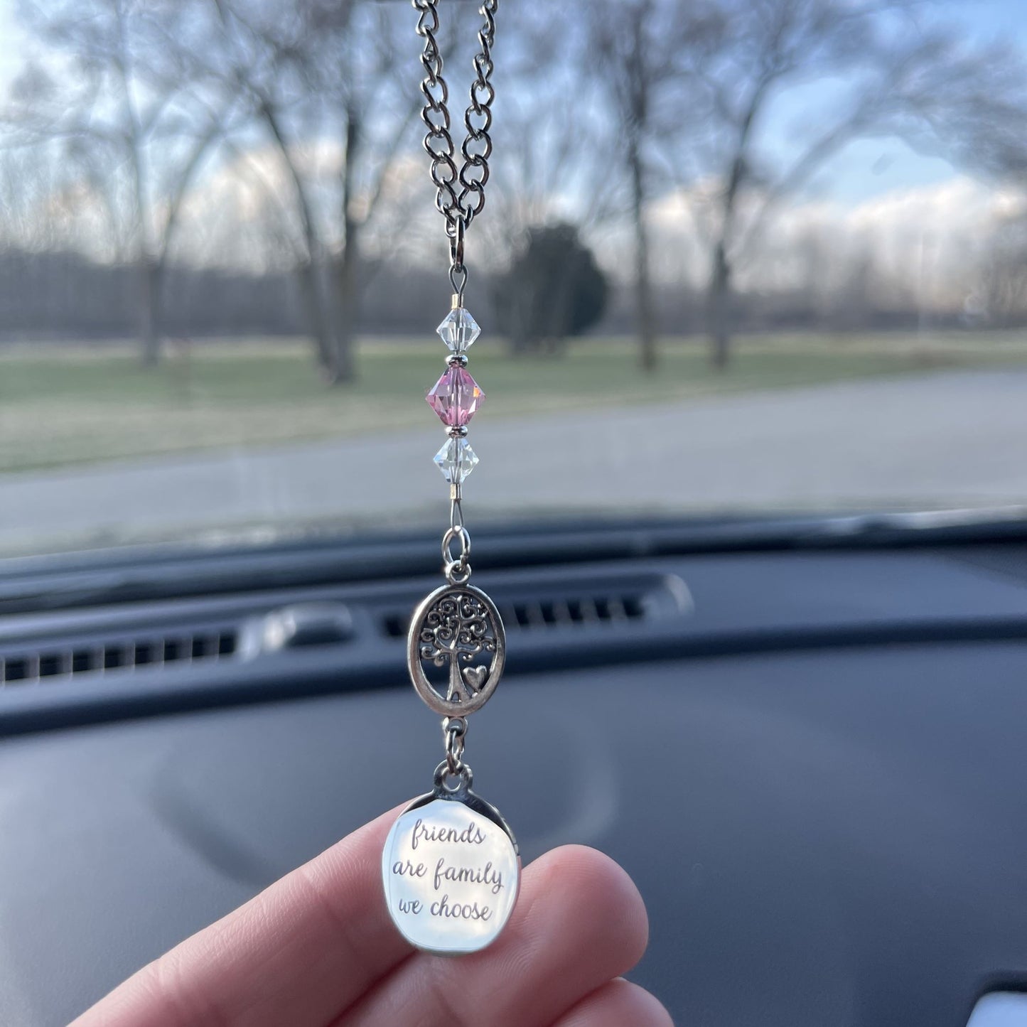 Friends Are Family We Choose Custom Birthstone Crystal Car Charm, Friendship Gift