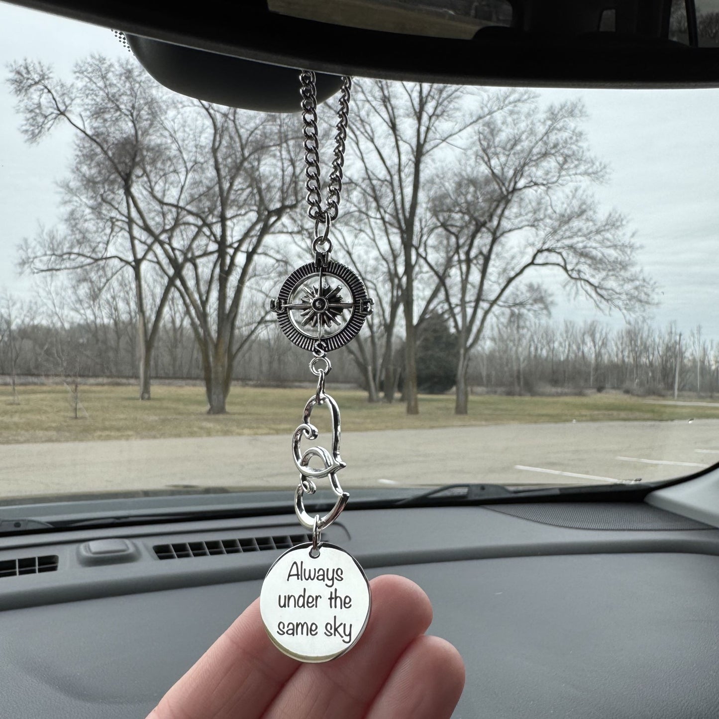 Always Under The Same Sky Mirror Car Charm, Military Wife Gift, Soldier Wife Gift, Soldier Mom Gift, Deployment Gift, Going Moving Away Gift