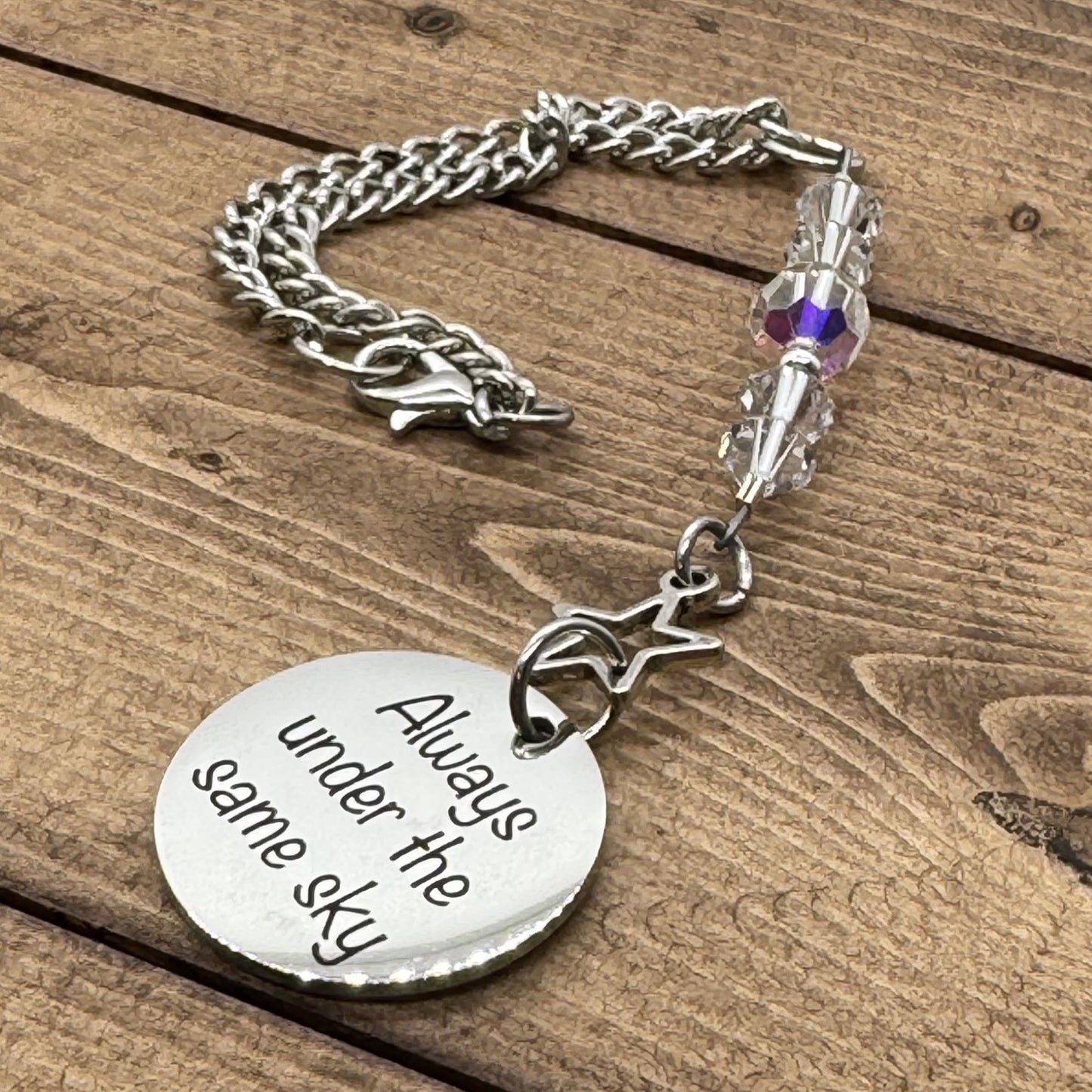 Always Under The Same Sky Sucatcher Rear View Mirror Car Charm, Military Soldier Wife Gift, Soldier Mom Gift, Deployment Gift, Going Moving Away Gift
