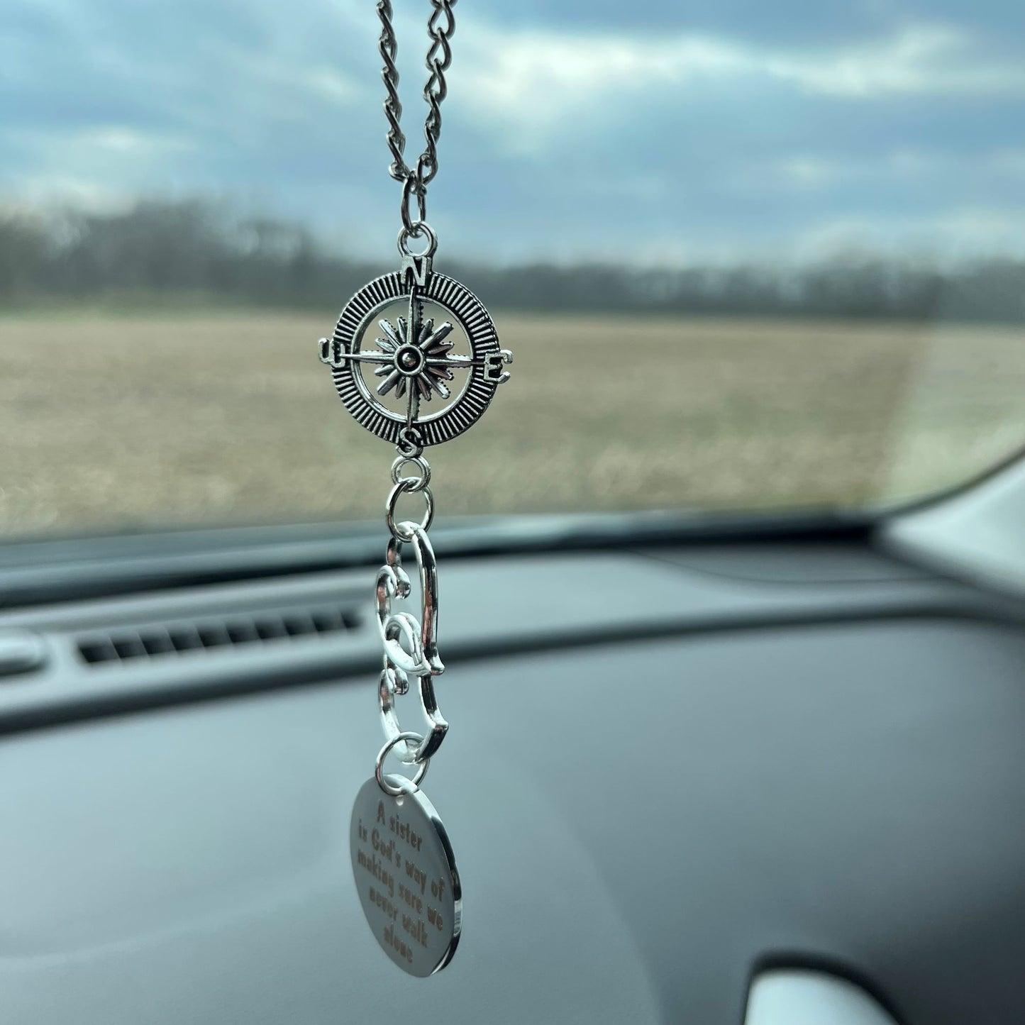 A Sister Is God's Way Of Making Sure We Never Walk Alone Rear View Mirror Car Charm Gift