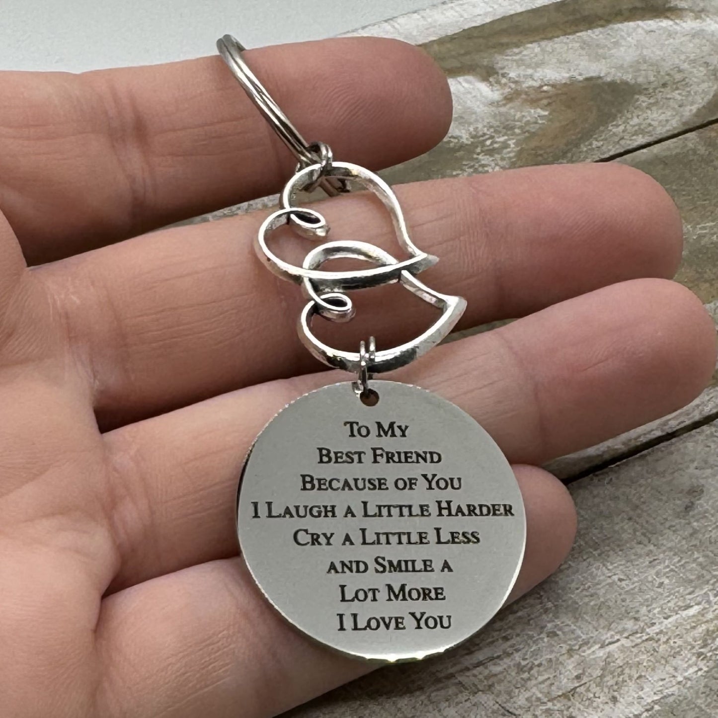 To my Best Friend Because Of You I Laugh A Little Harder Keychain, Friendship Gift