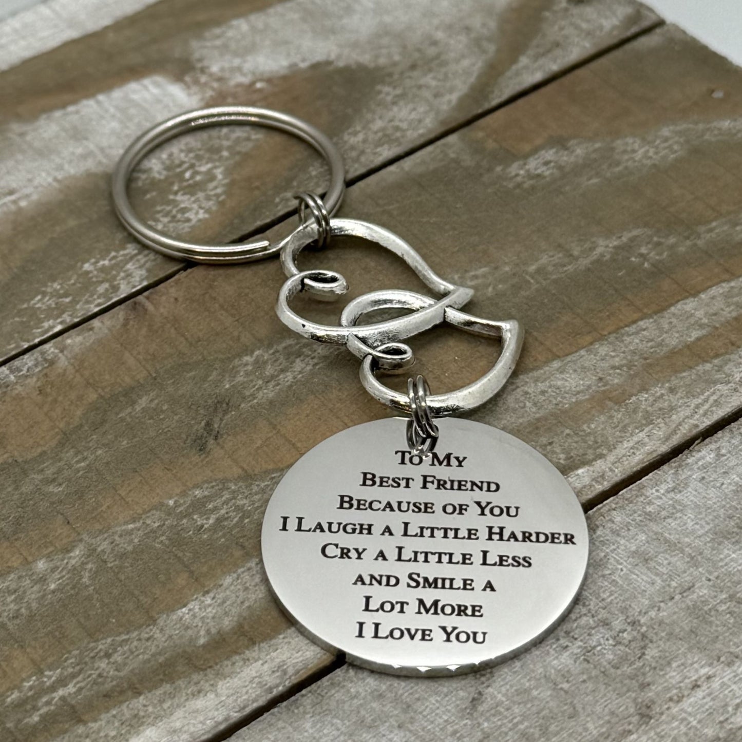 To my Best Friend Because Of You I Laugh A Little Harder Keychain, Friendship Gift