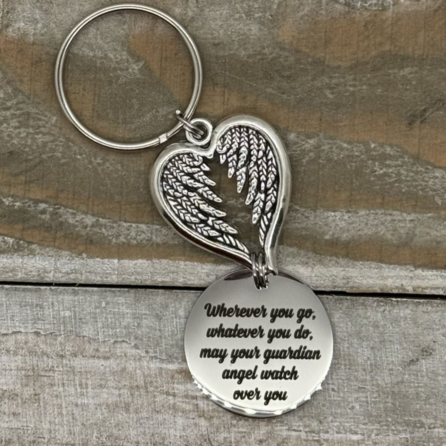 Wherever You Go Whatever You Do May Your Guardian Angel Watch Over You Keychain, Graduation Gift