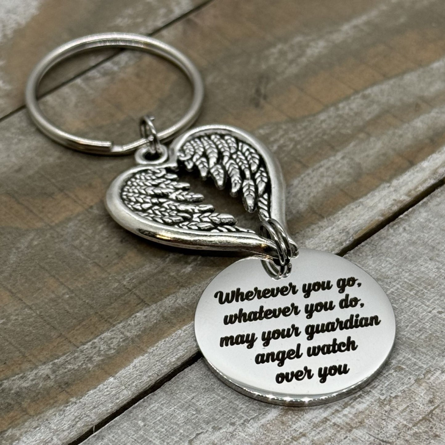 Wherever You Go Whatever You Do May Your Guardian Angel Watch Over You Keychain, Graduation Gift