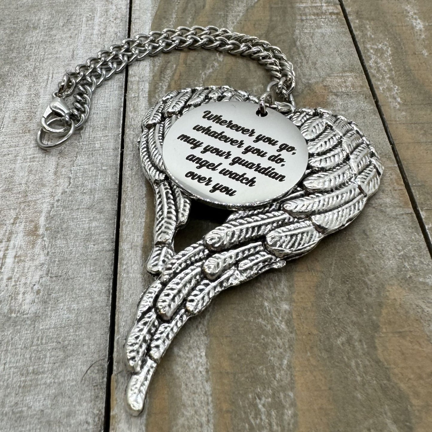 Guardian Angel Rearview Mirror Car Charm, Wherever you go whatever you do may your guardian angel watch over you, New Driver Sweet 16 Gift