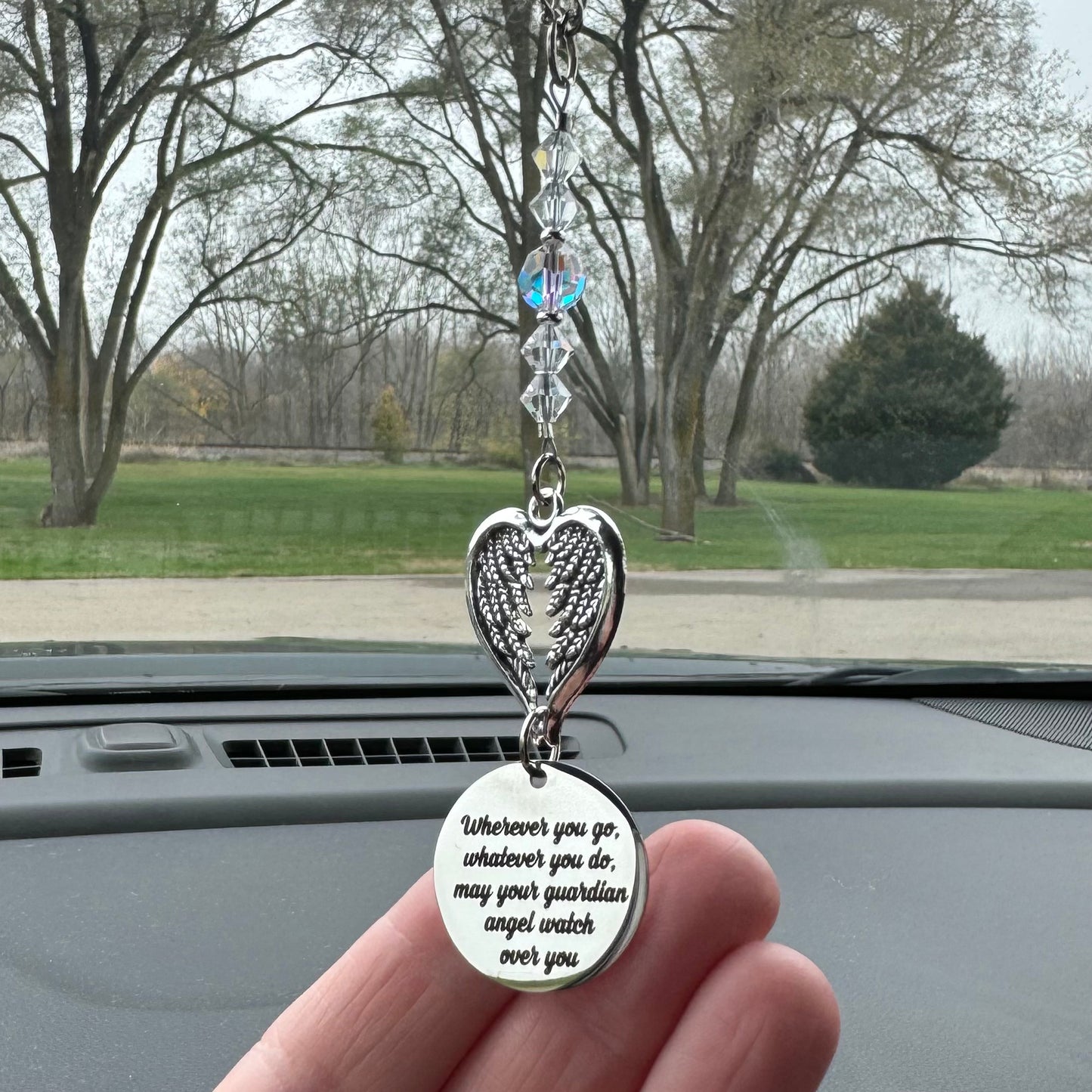 Guardian Angel Car Charm, Wherever You Go Whatever You Do May Your Guardian Angel Watch Over You, New Driver Gift
