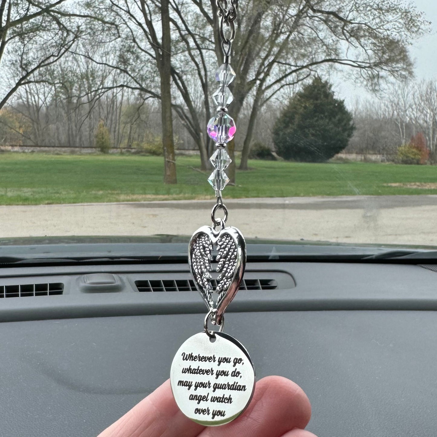 Guardian Angel Car Charm, Wherever You Go Whatever You Do May Your Guardian Angel Watch Over You, New Driver Gift