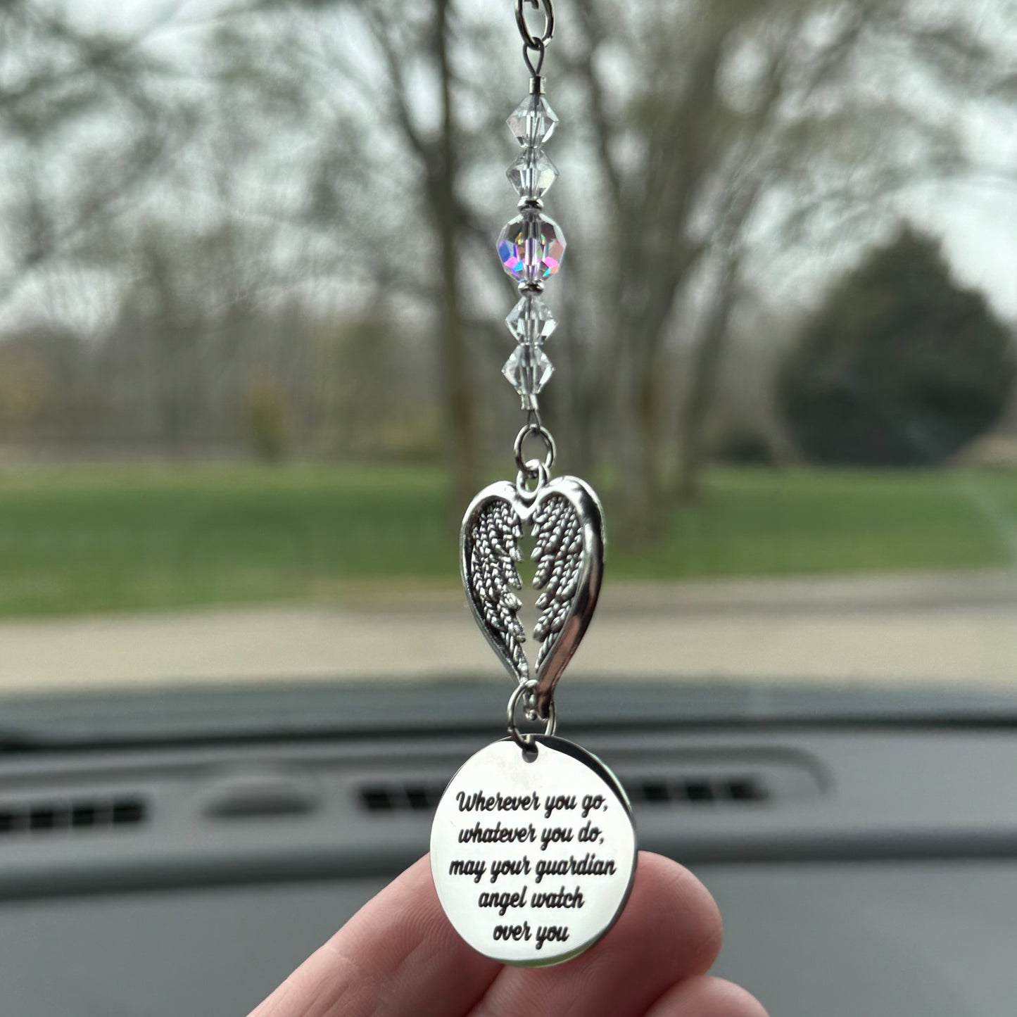 Guardian Angel Car Charm, Wherever You Go Whatever You Do May Your Guardian Angel Watch Over You, New Driver Gift