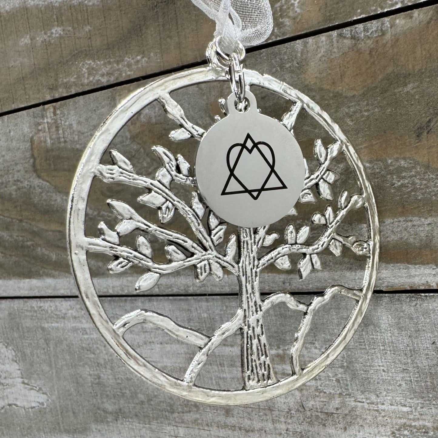 Heart Triangle Adoption Symbol Tree Of Life Silver Ornament, Adoption Gotcha Day Gift, Adoption Anniversary Gift