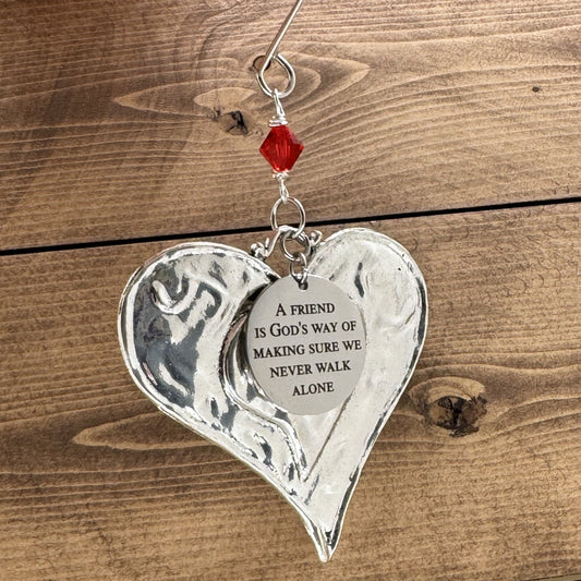 A Friend Is God's Way Of Making Sure We Never Walk Alone Custom Birthstone Crystal Heart Ornament Gift