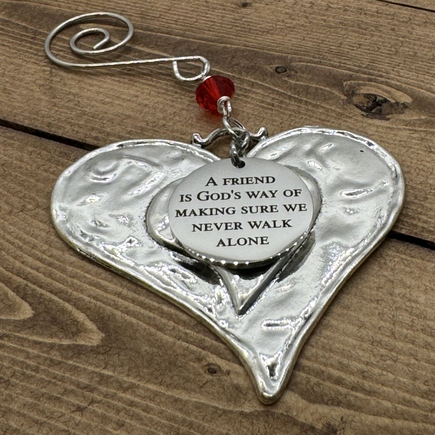 A Friend Is God's Way Of Making Sure We Never Walk Alone Custom Birthstone Crystal Heart Ornament Gift