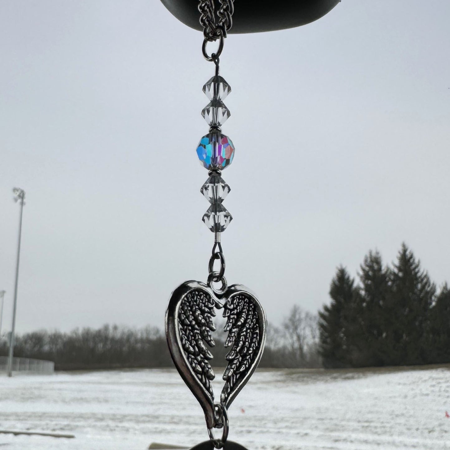 I Have An Angel Watching Over Me And I Call Him Dad, Crystal Beaded Suncatcher Car Charm, Dad Memorial Gift