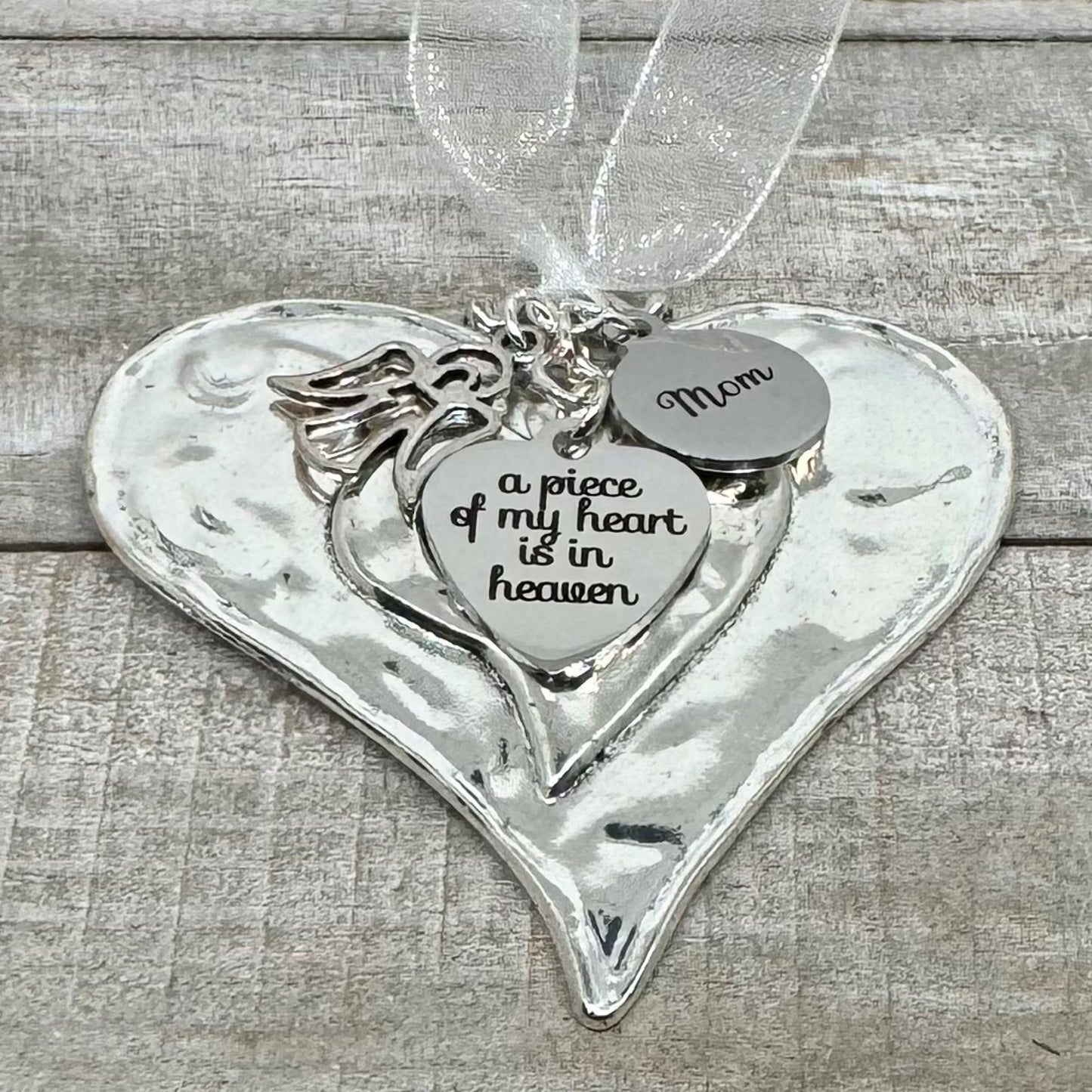 A Piece Of My Heart Is In Heaven Mom Heart Christmas Ornament, Mom Memorial Gift