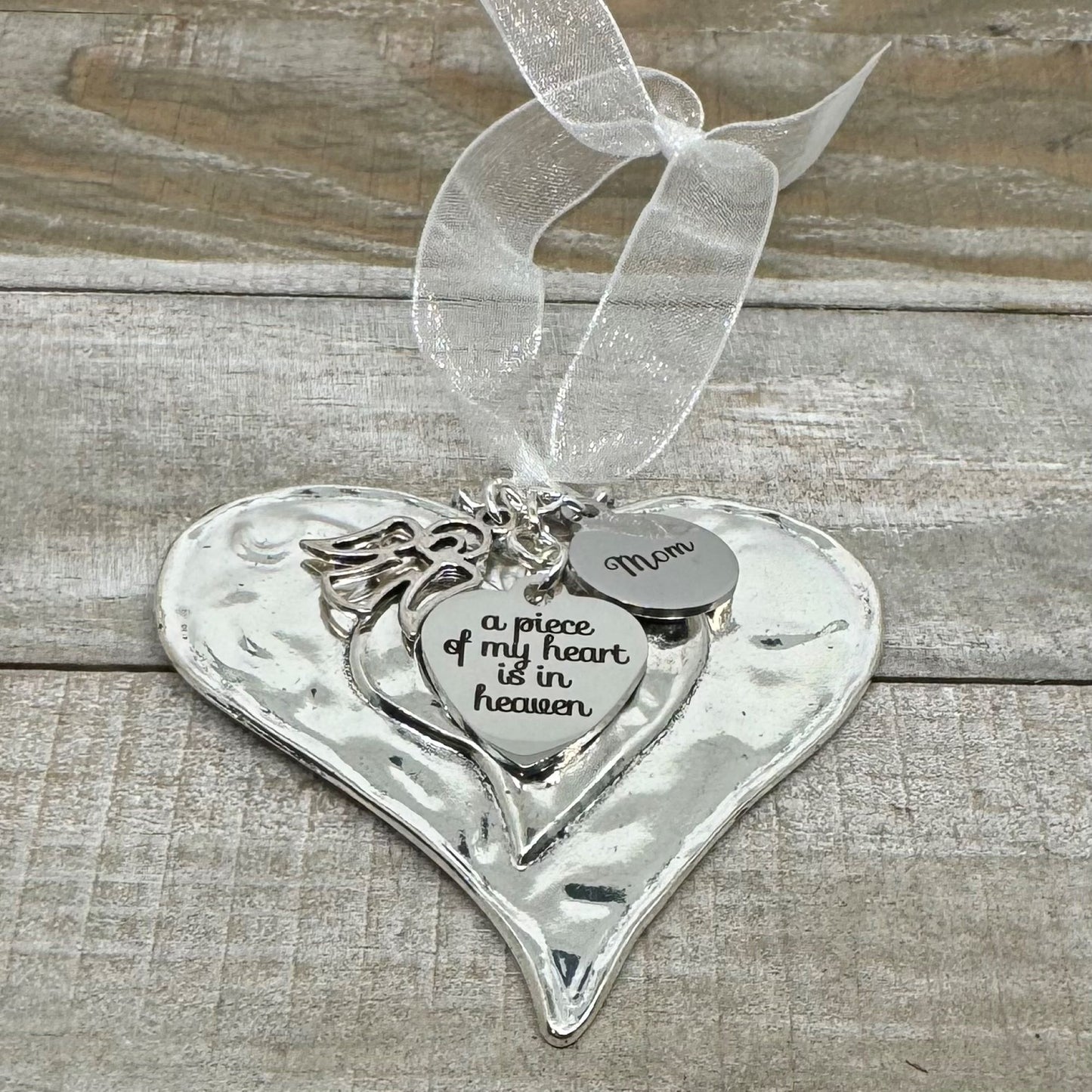 A Piece Of My Heart Is In Heaven Mom Heart Christmas Ornament, Mom Memorial Gift