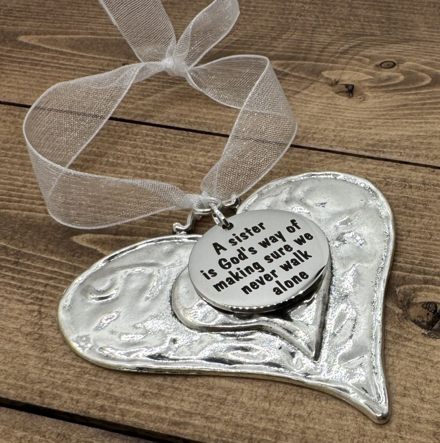 A Sister Is God's Way Of Making Sure We Never Walk Alone Heart Christmas Holiday Ornamen