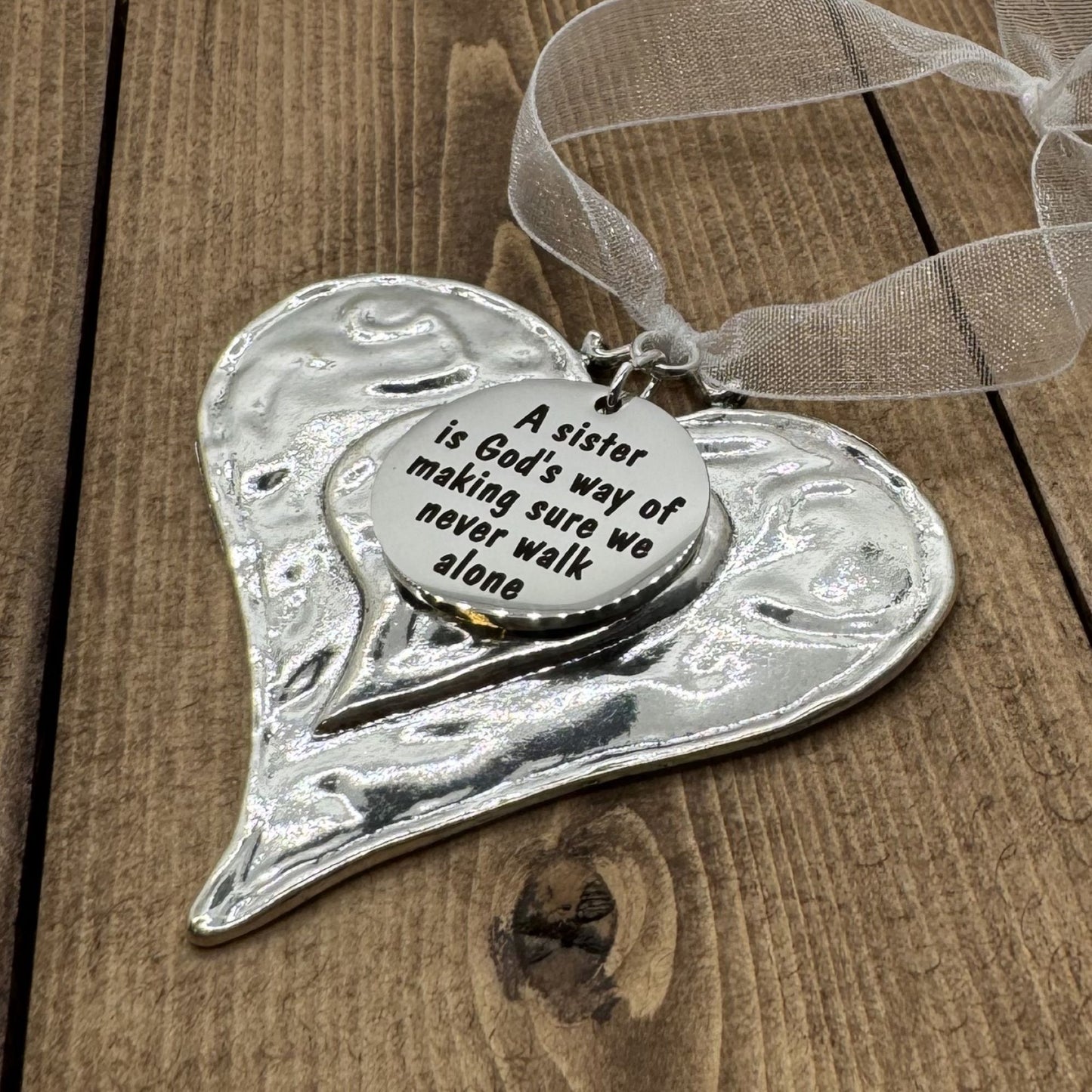 A Sister Is God's Way Of Making Sure We Never Walk Alone Heart Christmas Holiday Ornamen