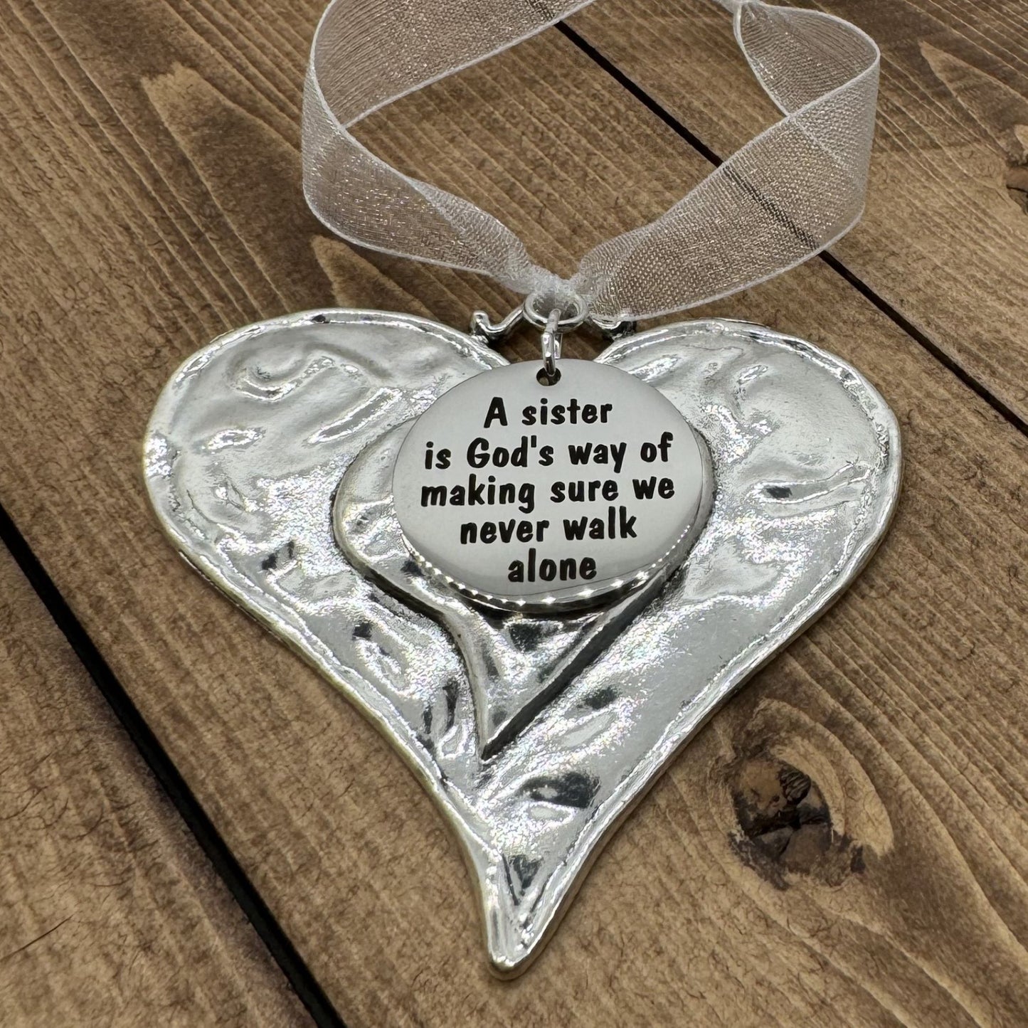 A Sister Is God's Way Of Making Sure We Never Walk Alone Heart Christmas Holiday Ornamen