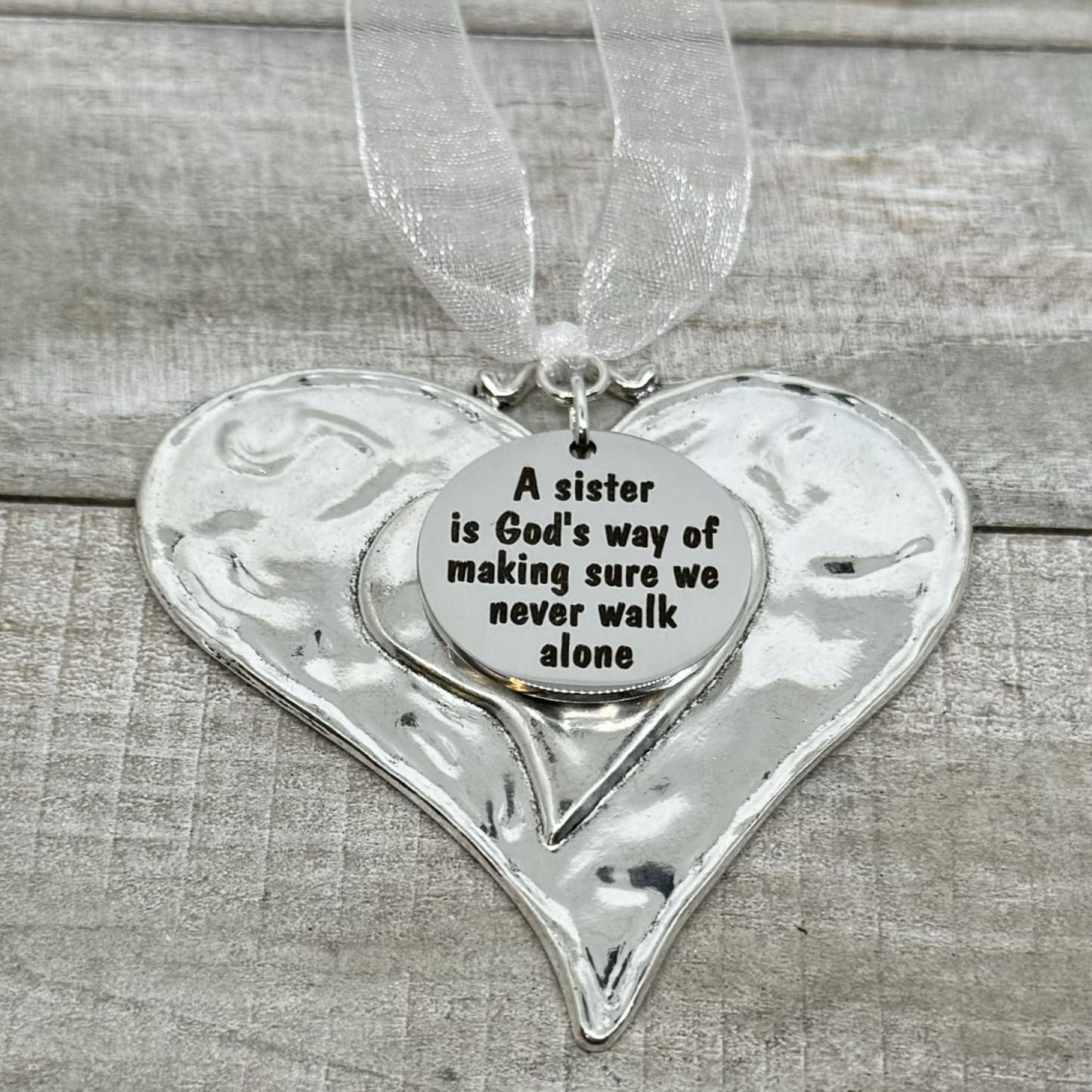 A Sister Is God's Way Of Making Sure We Never Walk Alone Heart Christmas Holiday Ornamen