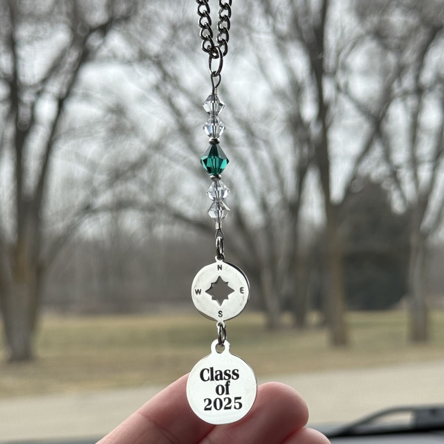 Class Of 2025 Compass Custom Birthstone Crystal Suncatcher Car Charm, High School College Graduation Gift For Her